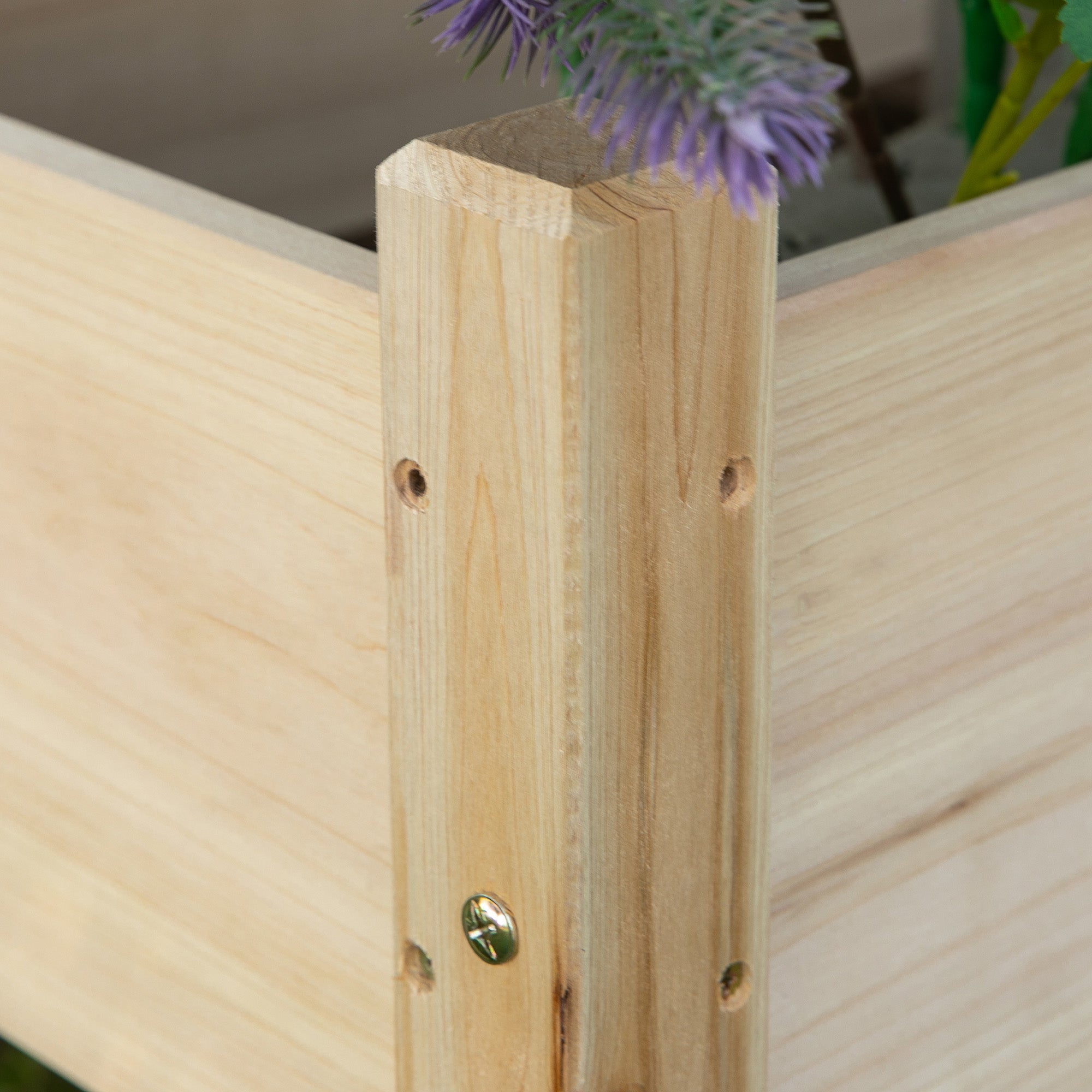 Raised Garden Bed, 2-Tier Wood Planter Stand Plant Grow Box, 34"x34"x28" - Natural - Image 8