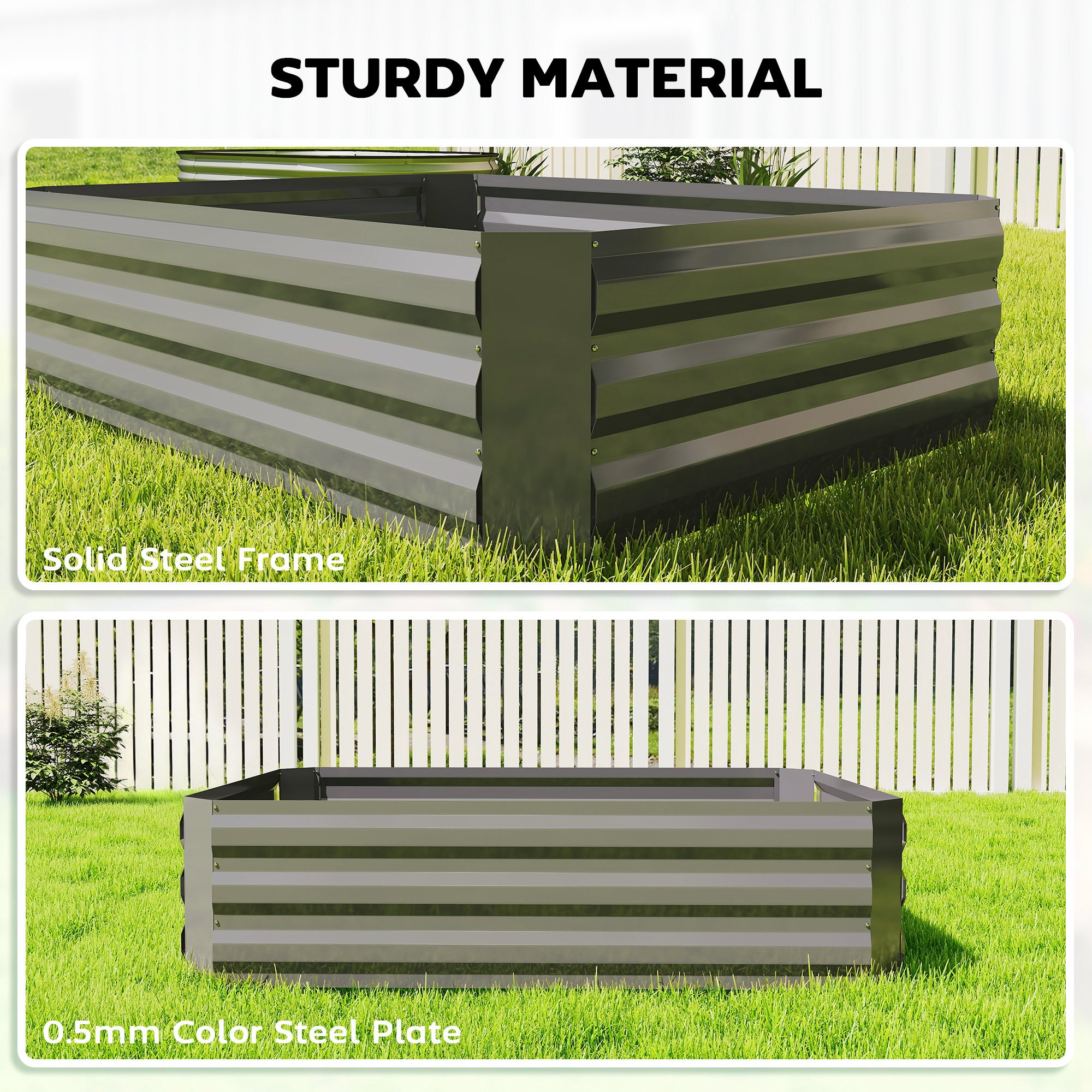 4 x 3 x 1ft Raised Garden Bed with Mini Greenhouse, Galvanized Raised Garden Bed with Cover, Green and Dark Gray - Green and Dark Gray - Image 5