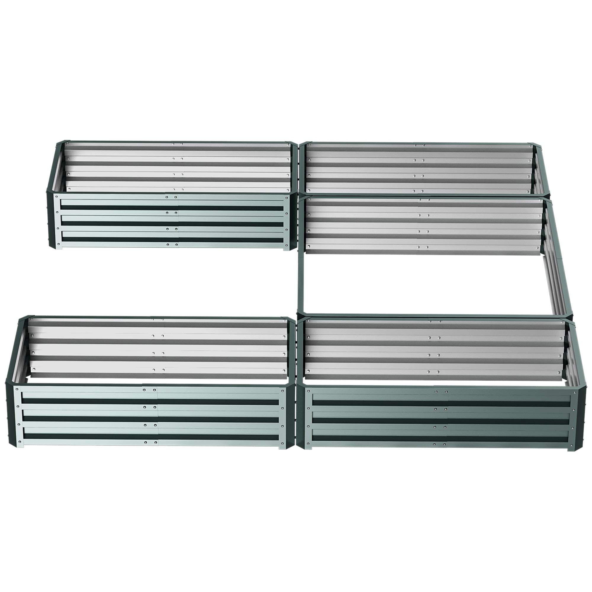 Steel Raised Garden Bed, Set of 5 Large Box Planters for Outdoor Plants Vegetables Flowers Herbs, 8x8x1ft, Green - Green - Image 7