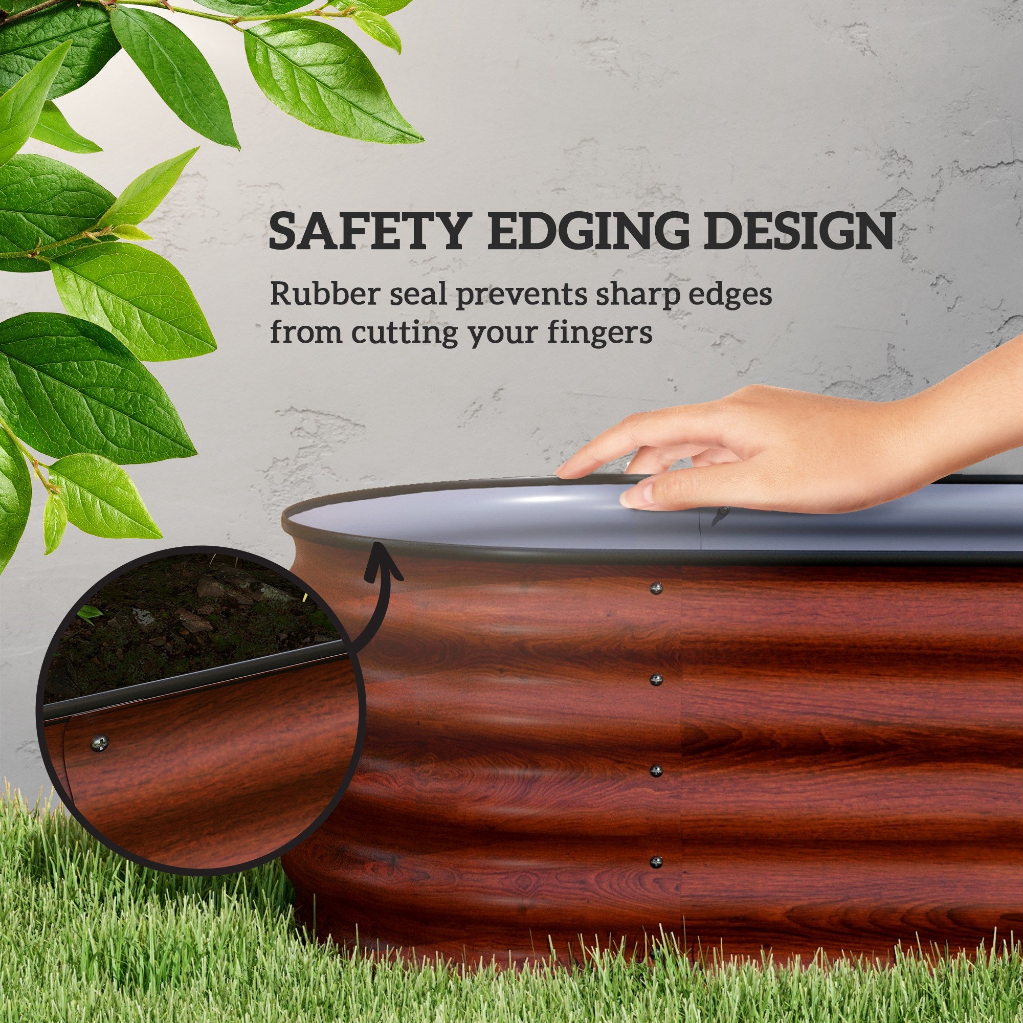 7.9' x 2' x 1.4' Galvanized Raised Garden Bed Kit, Metal Planter Box with Safety Edging, Brown - Brown - Image 6
