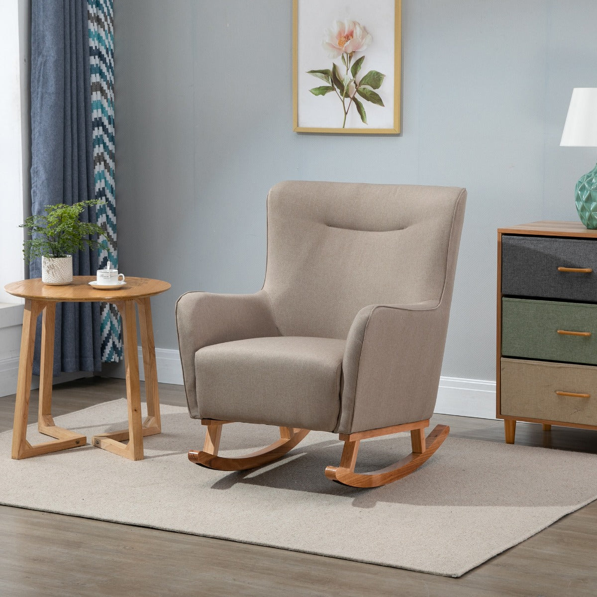 Modern Rocking Chair Sofa Armchair Modern Accent Chair, Greige