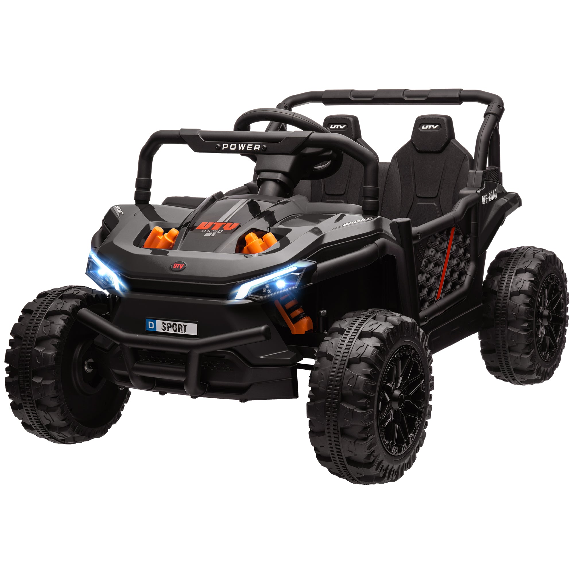 12V Ride On Truck, Battery Powered Electric Car for Kids w/ Remote Control, 4-Wheel Suspension & LED Lights, Black