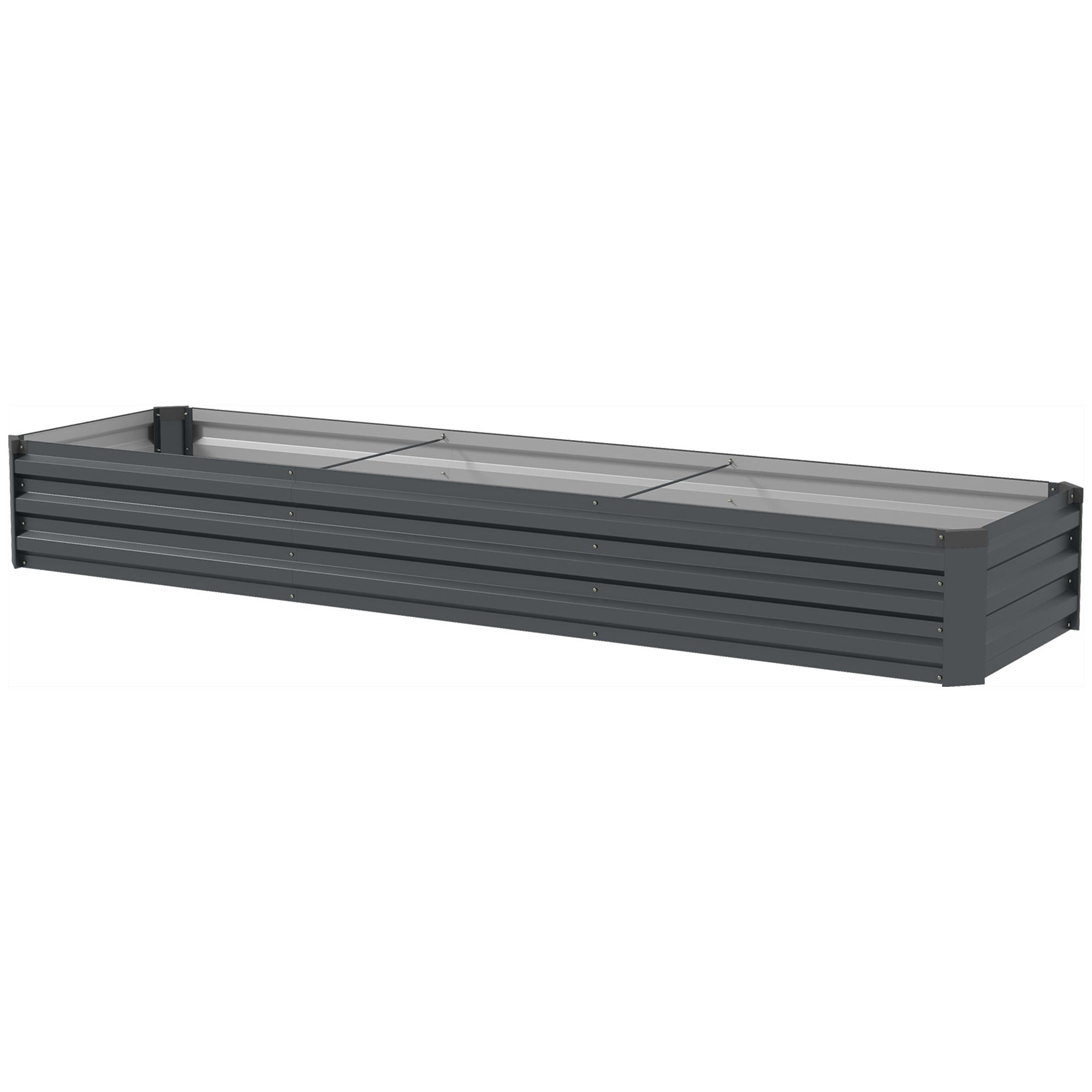 8x2x1ft Galvanized Raised Garden Bed Kit with Safety Edging for Flowers, Herbs and Vegetables, Dark Gray - Dark Gray