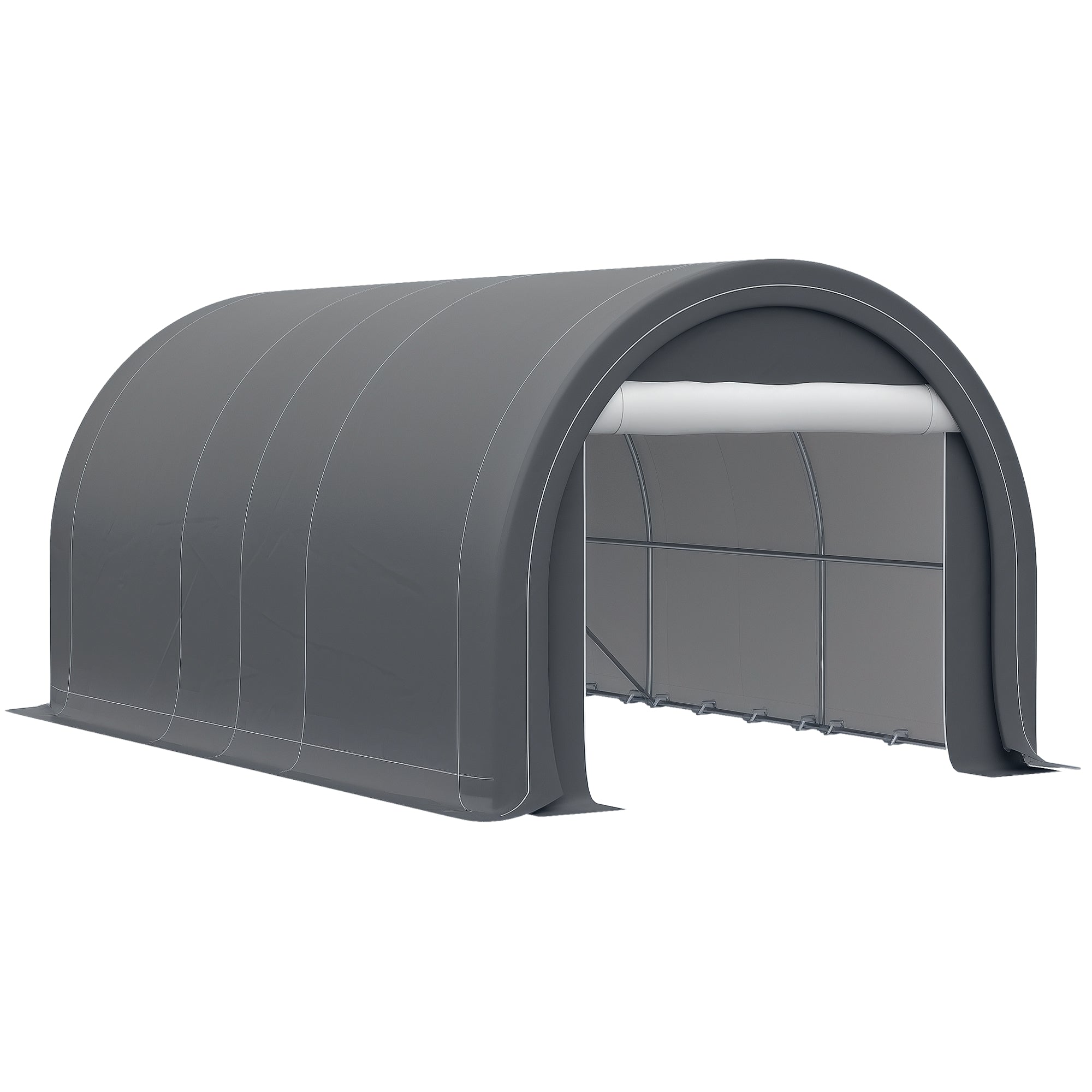 10' x 16' Carport, Heavy Duty Portable Garage Storage Tent with Large Zippered Door, Anti-UV PE Canopy Cover for Car, Truck, Boat, Motorcycle, Bike, Garden Tools, Outdoor Work, Gray