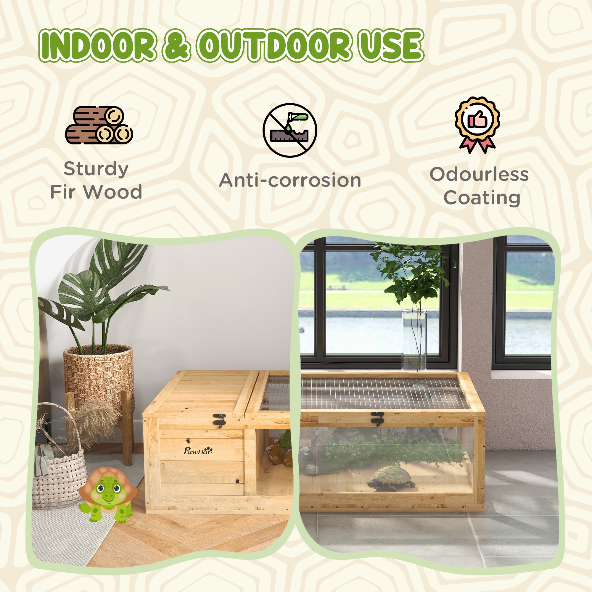 Wooden Reptile Cage with Top Access for Turtles, Lizards, Snakes, Yellow - Yellow - Image 4