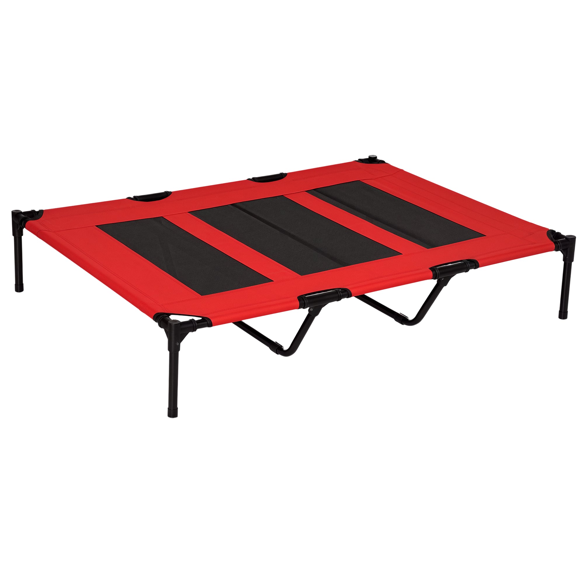 XL Elevated Dog Bed, Outdoor Raised Dog Bed, Portable Pet Cot w/Carry Bag Metal Frame Breathable Mesh Indoor and Outdoor Red - Red