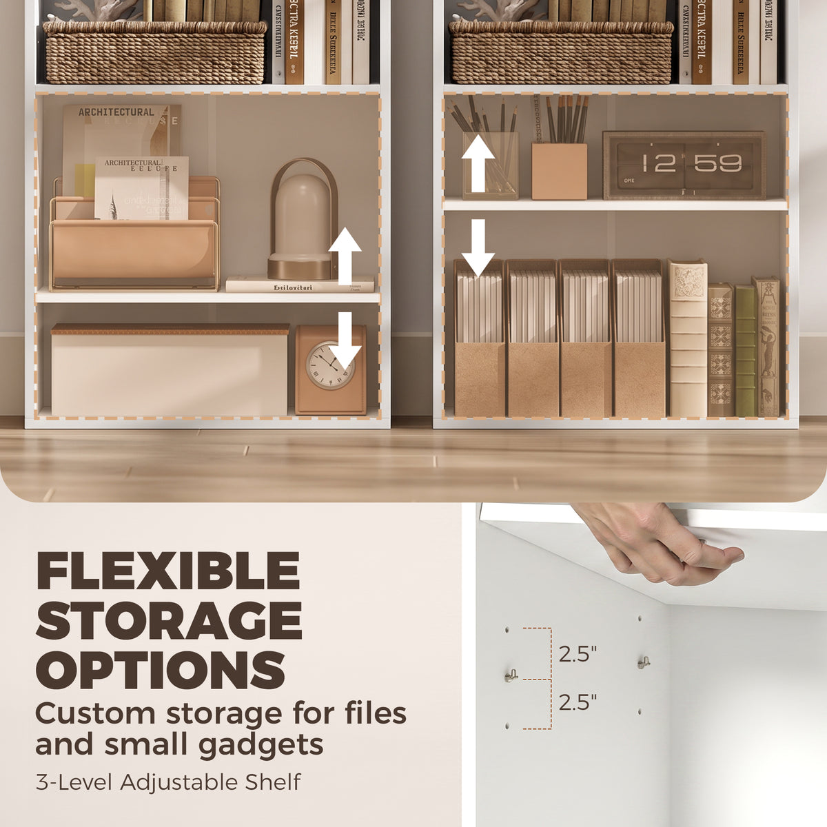 Foldable Convertible Writing Table with Storage Shelves, Bag, Wall-Mounted Space-Saving Computer Desk, White