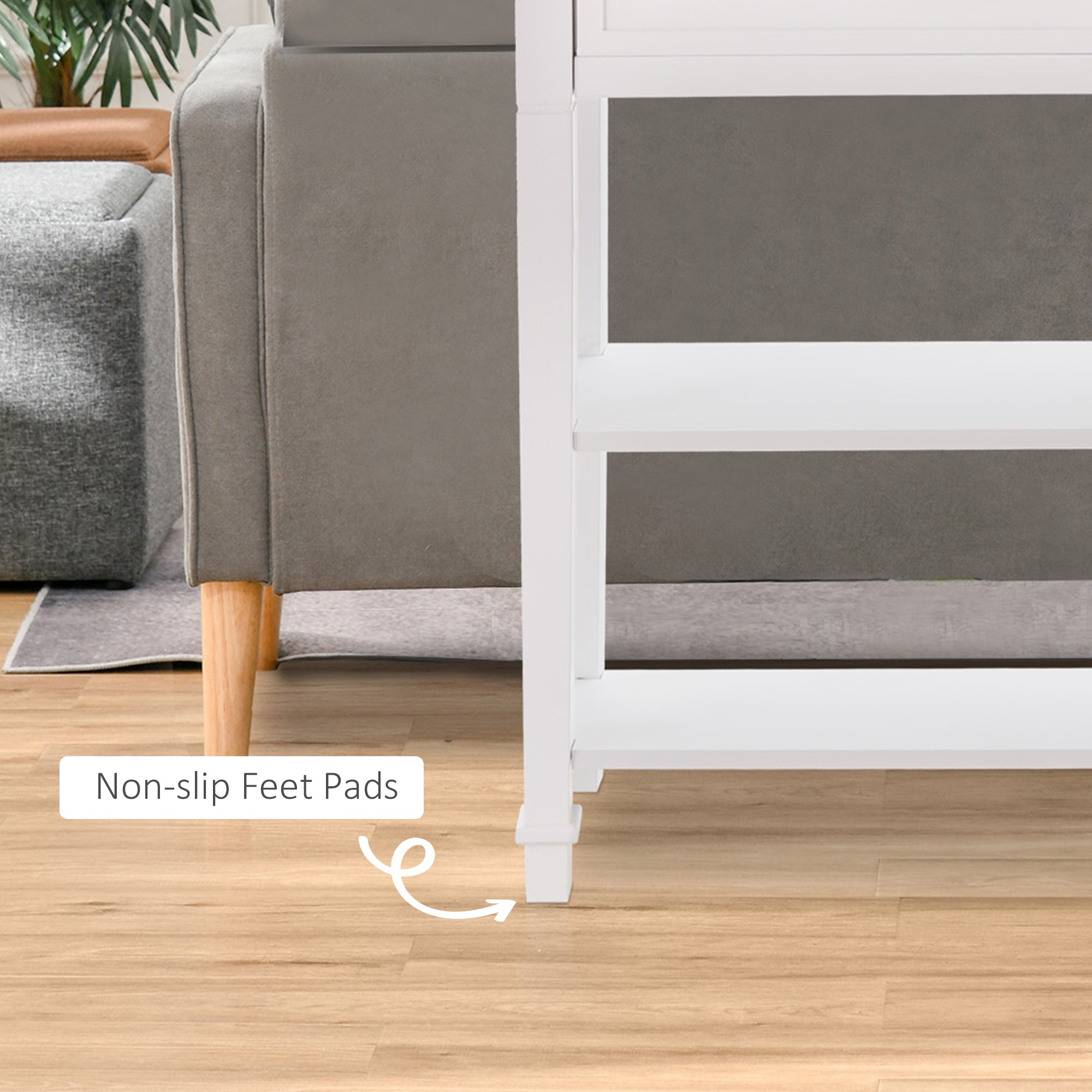 Modern Style Sofa Console Entry Hallway Table with Drawer and Shelves, Sturdy Build, and Large Storage, White