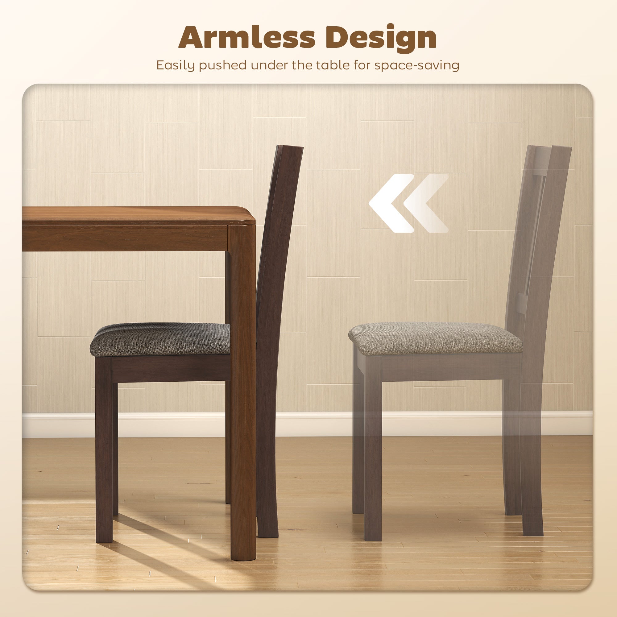 Dining Chairs Set of 2 Linen Upholstered Kitchen Chairs with Rubberwood Legs for Dining Room Living Room Espresso Gray