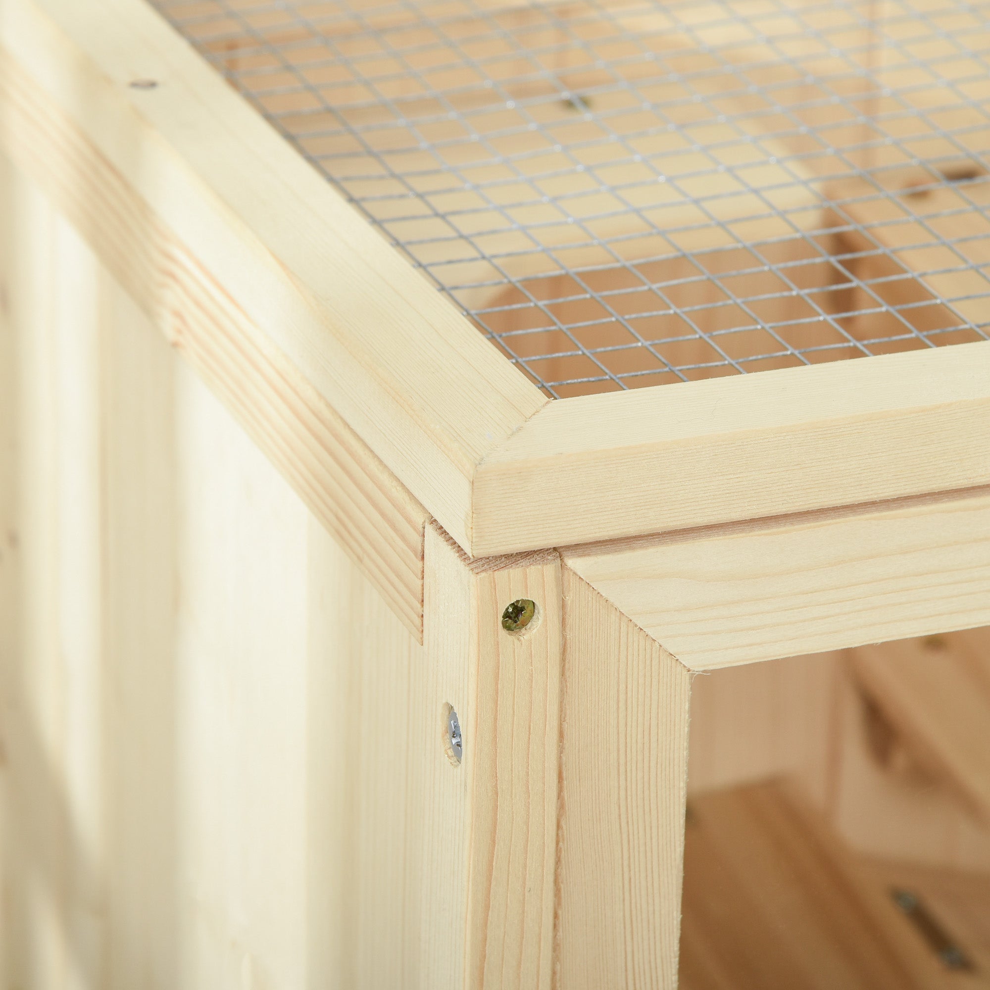 3-Tier Wooden Hamster Cage Mice and Rat Cage Small Animals Hutch with Openable Top, Front Door, Shelf, Natural Wood - Natural Wood - Image 8
