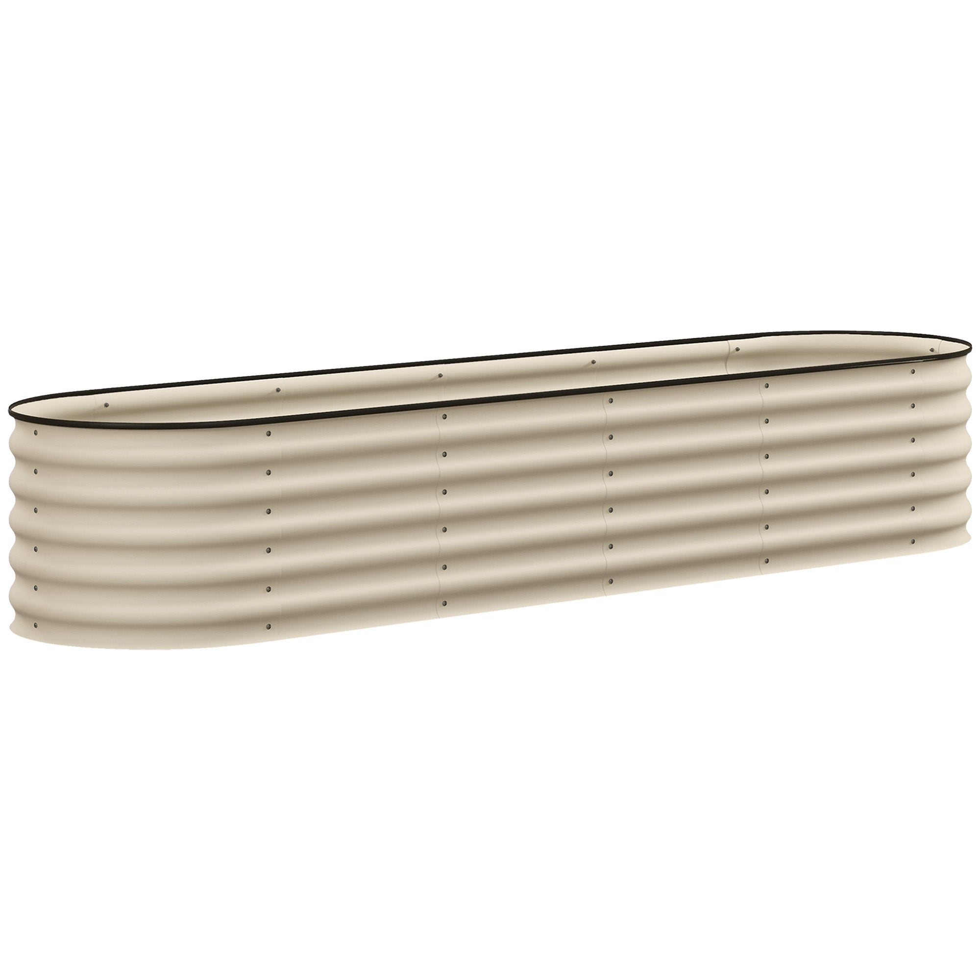 7.9' x 2' x 1.4' Galvanized Raised Garden Bed Kit, Metal Planter Box with Safety Edging, Cream - Cream White