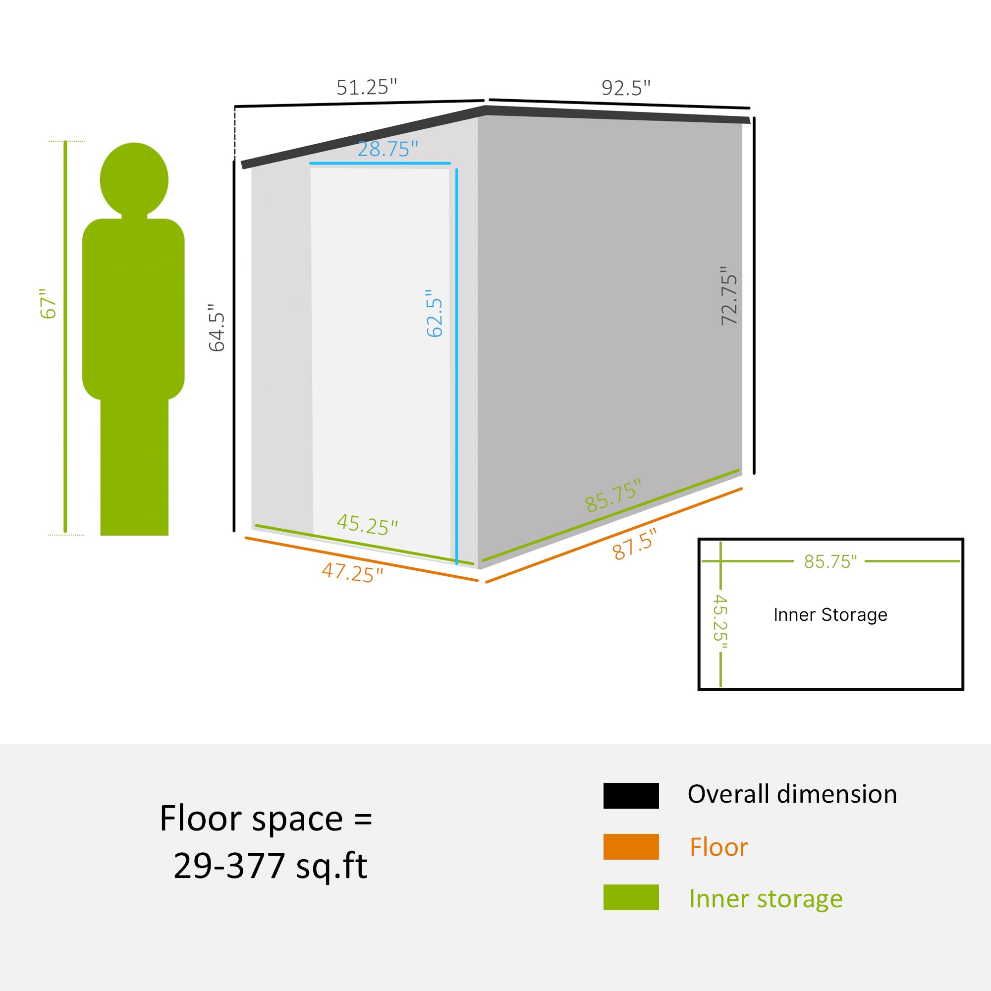 4' x 7.7' Lean to Garden Storage Shed, Outdoor Metal Tool House with Lockable Door Vents for Backyard Patio Lawn, White - White - Image 3