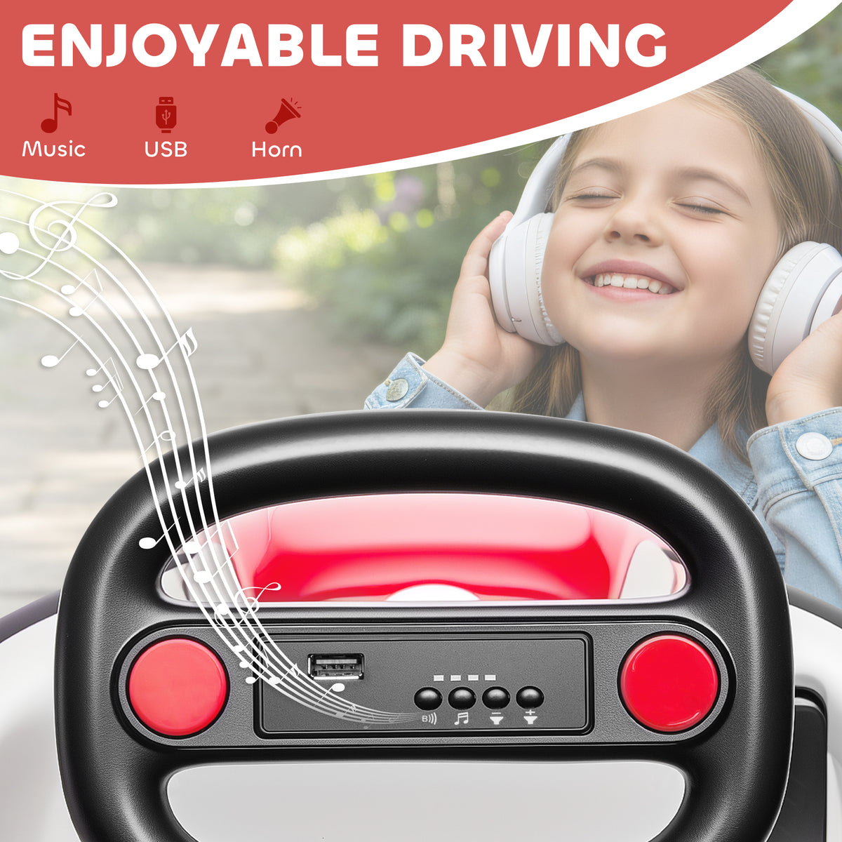 6V Kids Bumper Car with Big Wheels, Electric Car for Kids with 360-Degree Spin, Slow Start, for 37-72 M, Red