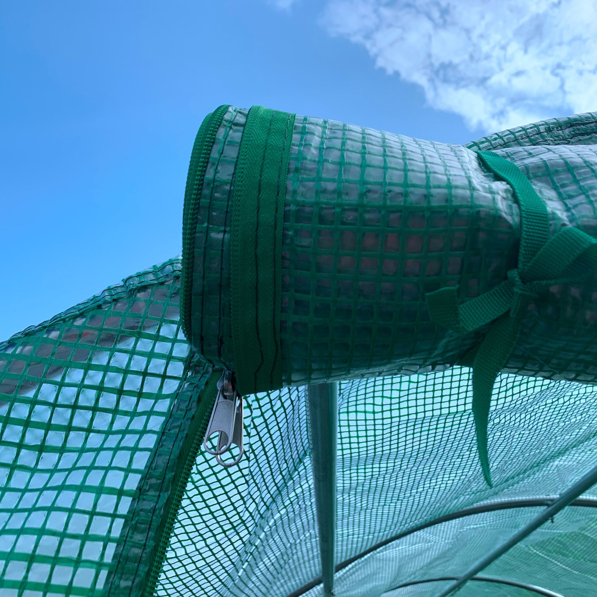 15' x 7' x 6.5' Walk-in Tunnel Hoop Greenhouse, Green House for Outside with PE Cover, Steel Frame, Roll-Up Zipper Door & Windows for Flowers, Vegetables, Tropical Plants, Green - Green - Image 7