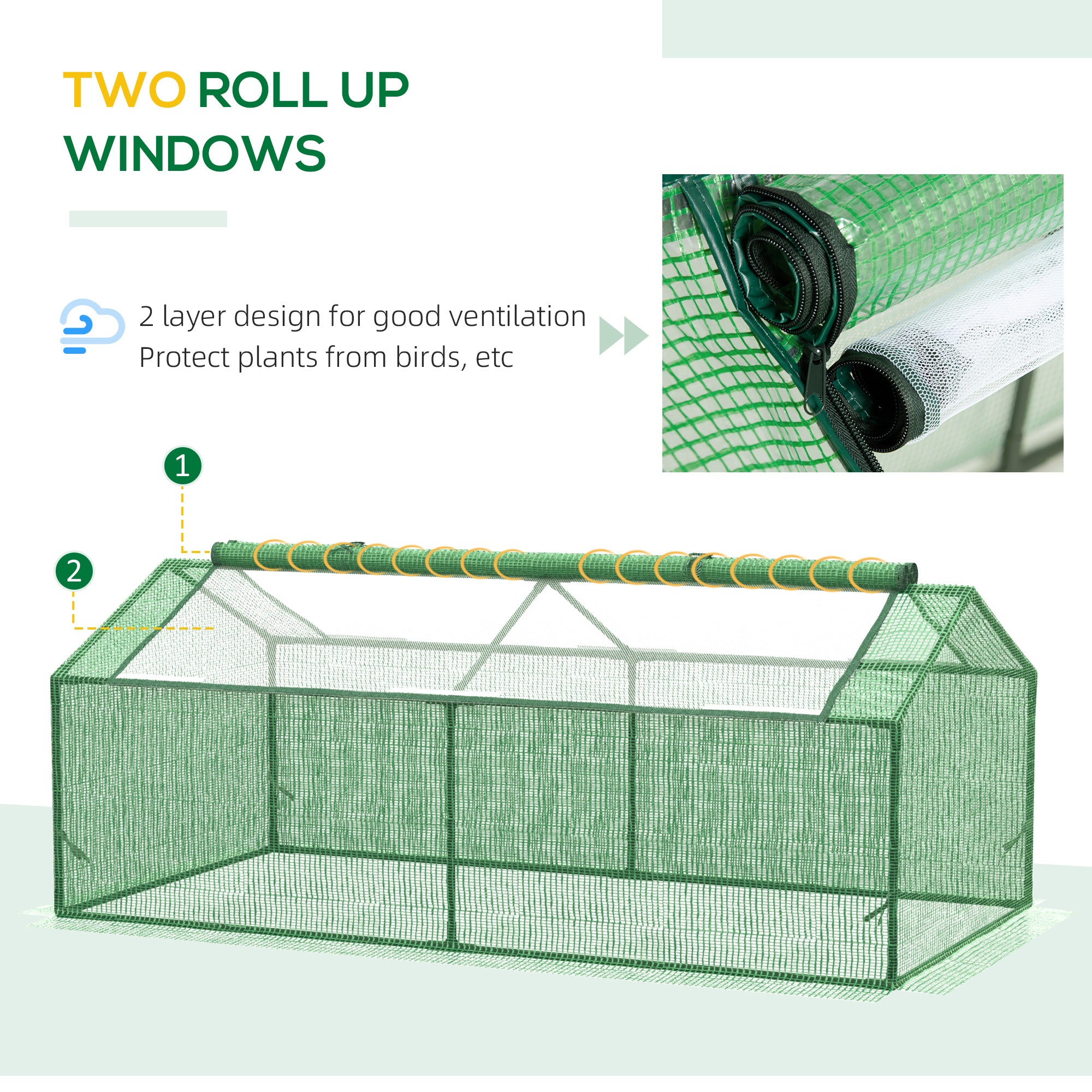71" x 36" x 28" Mini Greenhouse Portable Hot House for Plants with Large Zipper Windows for Outdoor, Indoor, Garden, Green - Green - Image 5