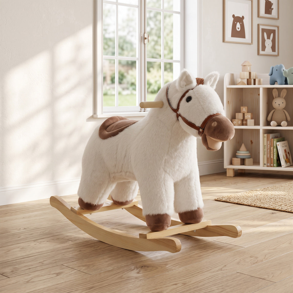 Baby Rocking Horse for Boys and Girls, Kids Rocking Horse with Realistic Sounds and Anti-Tip limiters