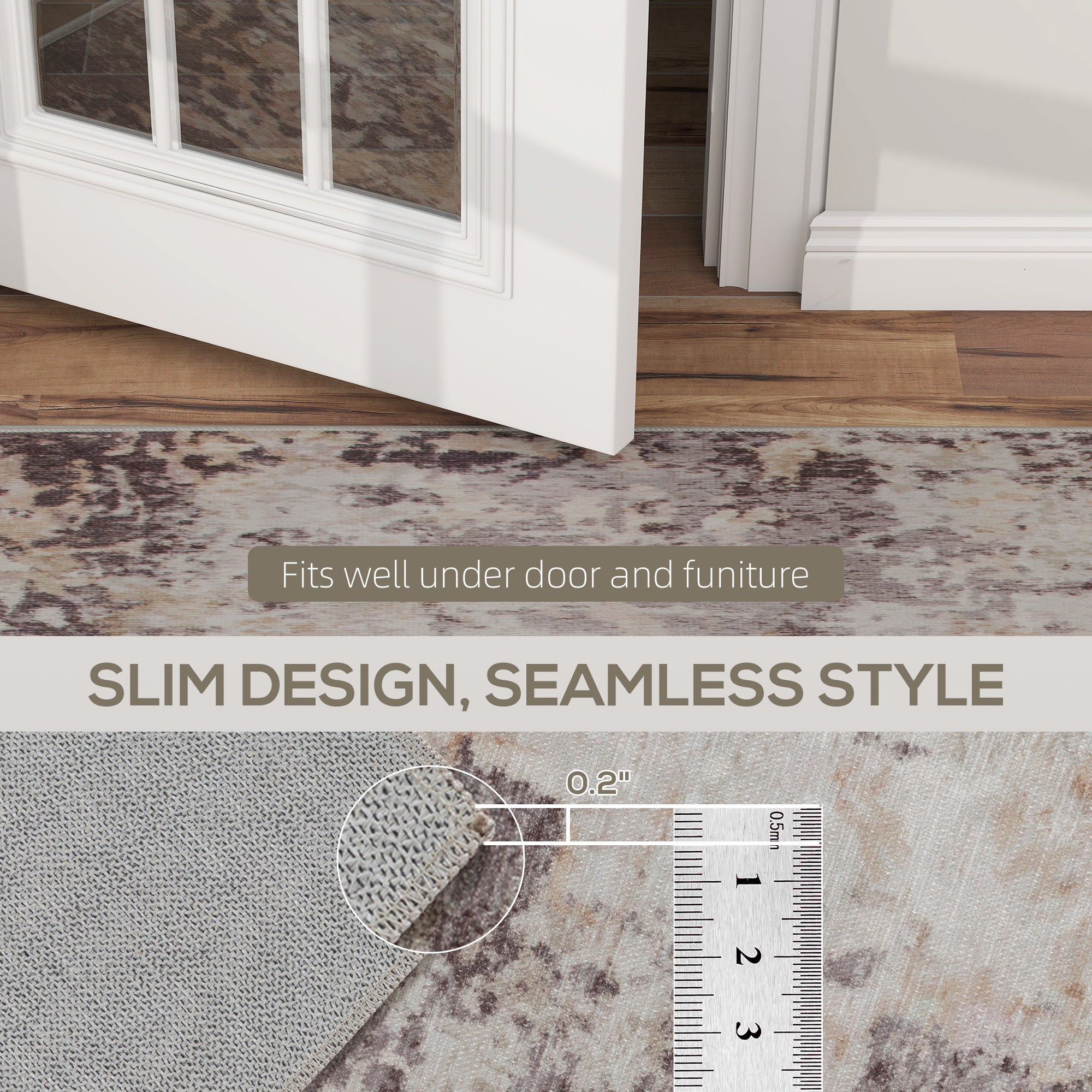 Machine Washable Area Rug 4x6, Non-Slip Modern Abstract Floor Carpet for Living Room, Bedroom, Dining Room, Mixed-Brown