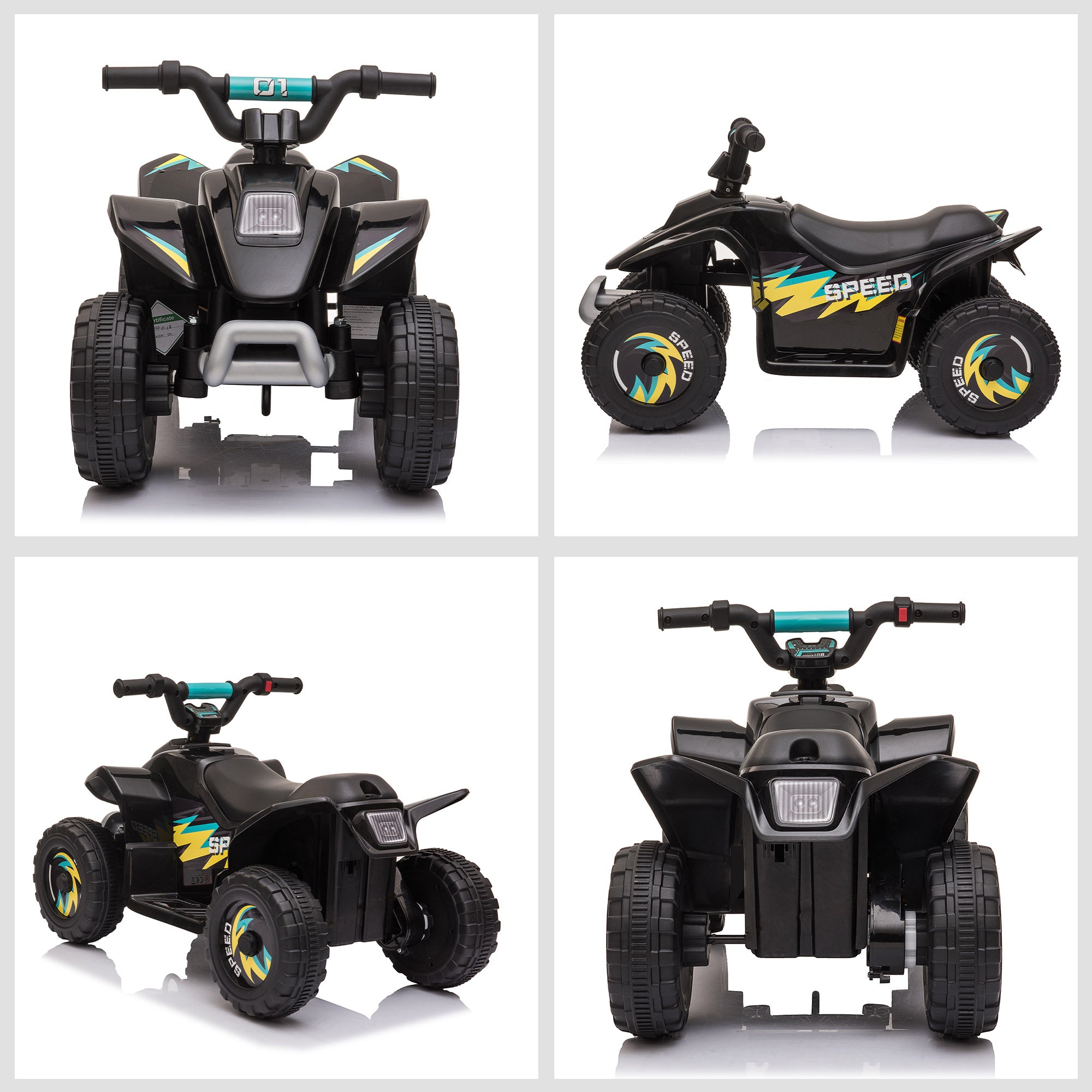 6V Kids ATV 4-Wheeler Ride on Car, Electric Motorized Quad Battery Powered Vehicle with Forward/Reverse Switch for 18-36 Months Old Toddlers, Black