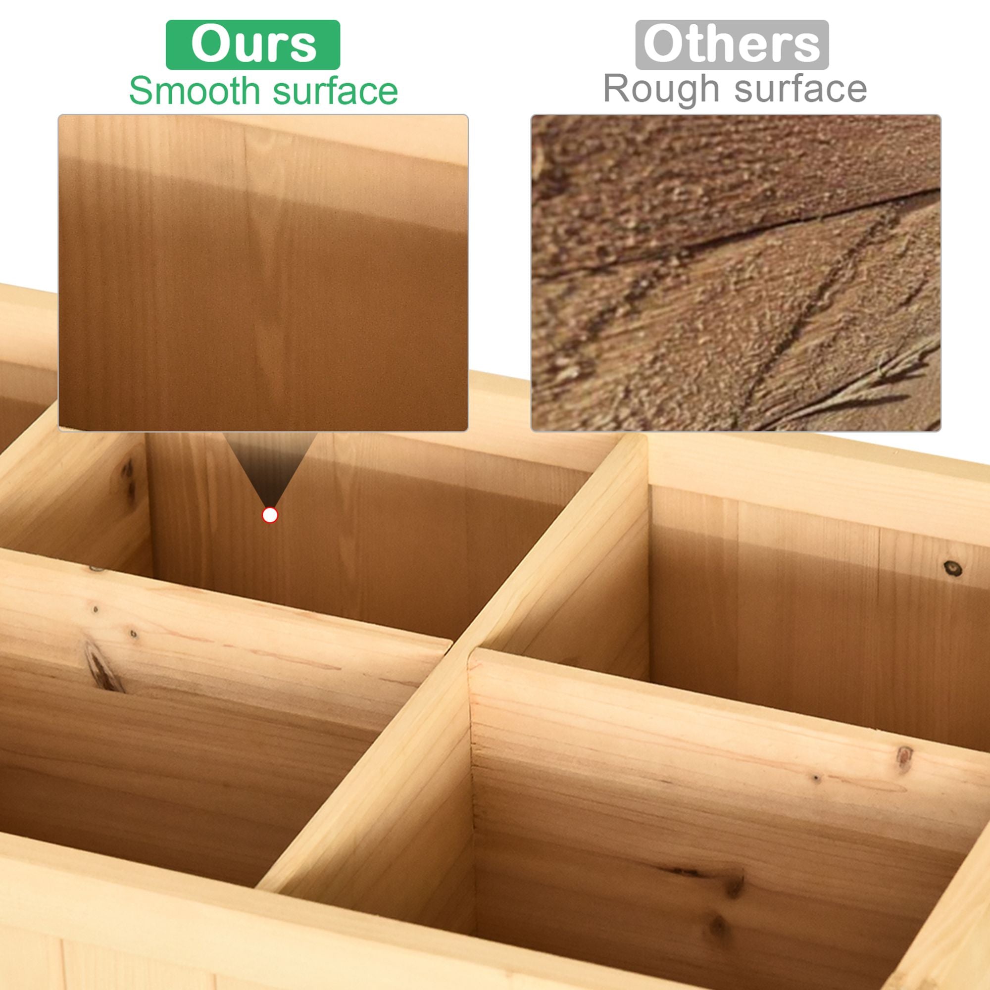 43x18x30in Raised Garden Bed with 8 Pockets and Shelf, Wooden Elevated Planter Box with Legs to Grow Herbs, Vegetables, and Flowers, Natural - Natural Wood - Image 5