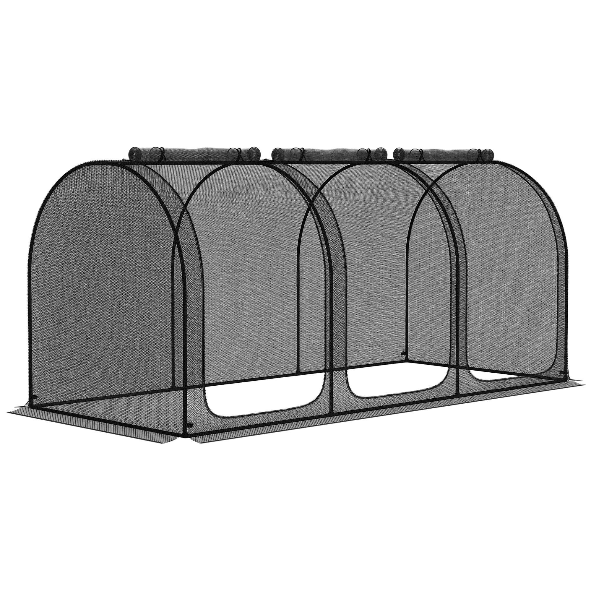 9' x 4' Crop Cage, Plant Protection Tent with Three Zippered Doors, Storage Bag and 4 Ground Stakes, for Garden, Yard, Lawn, Black - Black