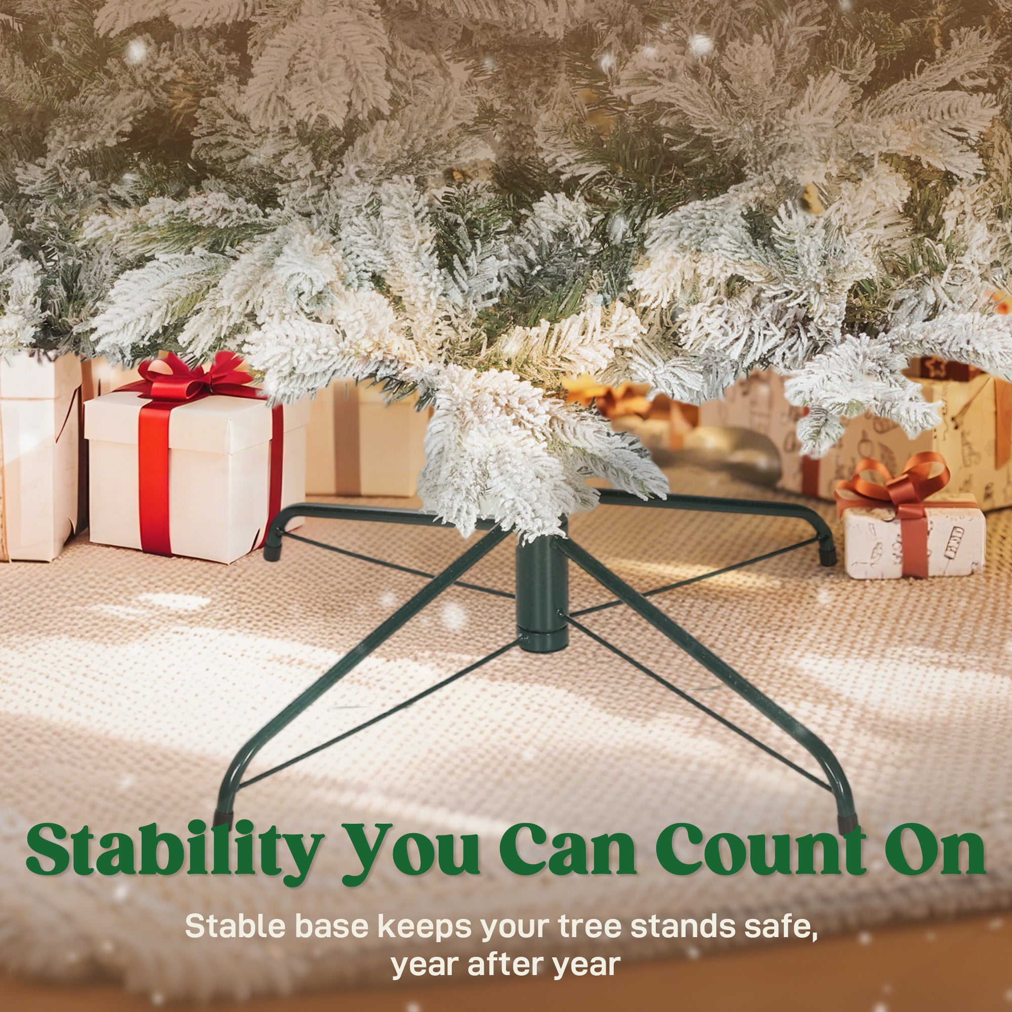 7.5 ft Artificial Frosted Christmas Tree with Realistic Branches, Wide Full Spruce, Hinged Xmas Tree, Easy Assembly