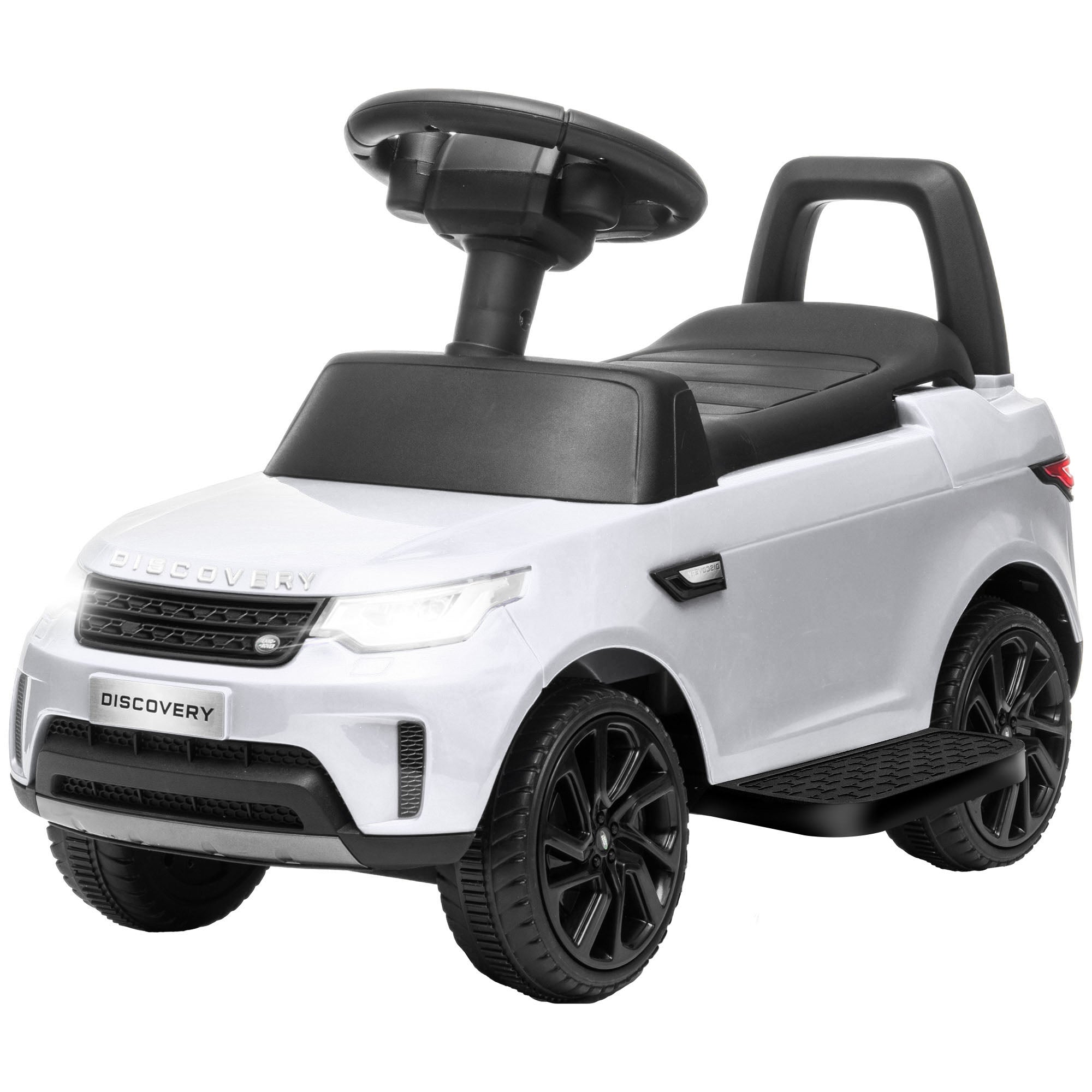 2 in 1 Land Rover Licensed 6V Ride on Car Sliding Car Battery Powered Electric Car w/ Headlights Music Horn, White