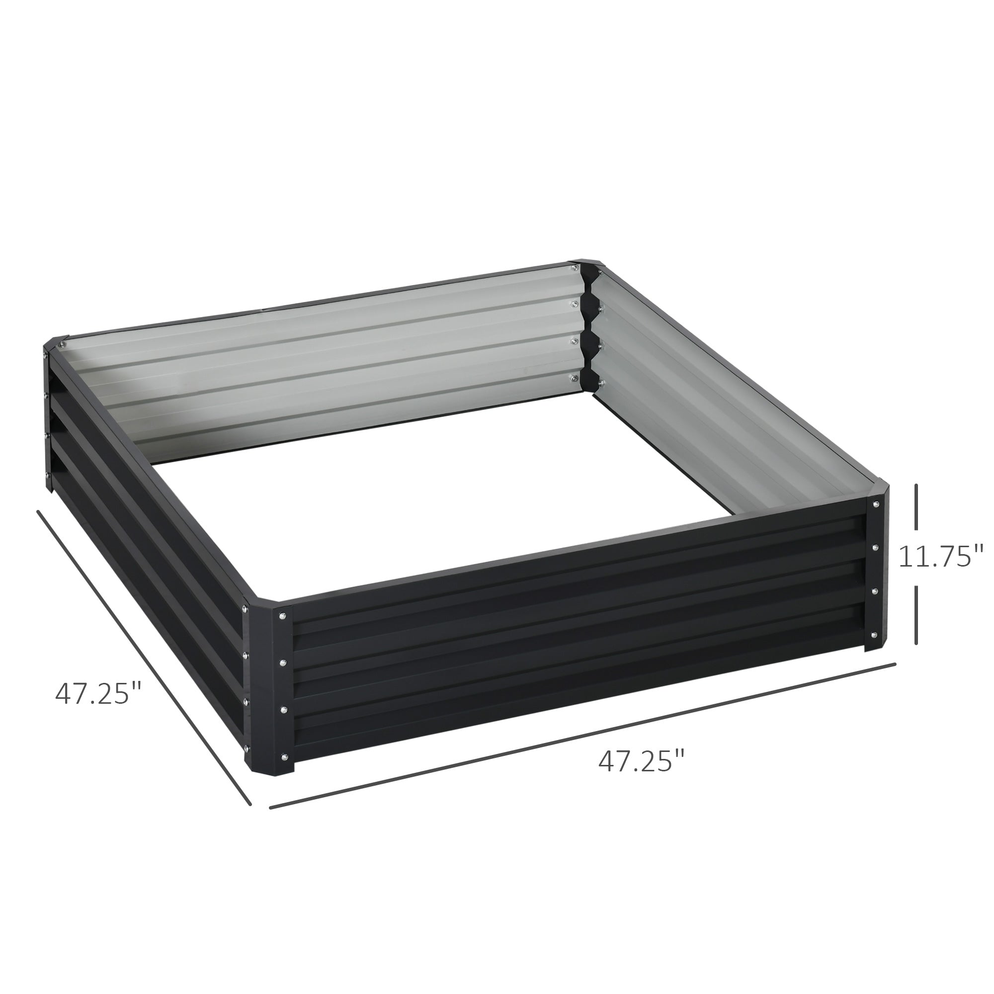 Galvanized Raised Garden Bed, 4' x 4' x 1' Metal Planter Box, for Growing Vegetables, Flowers, Herbs, Succulents, Gray - Gray - Image 3