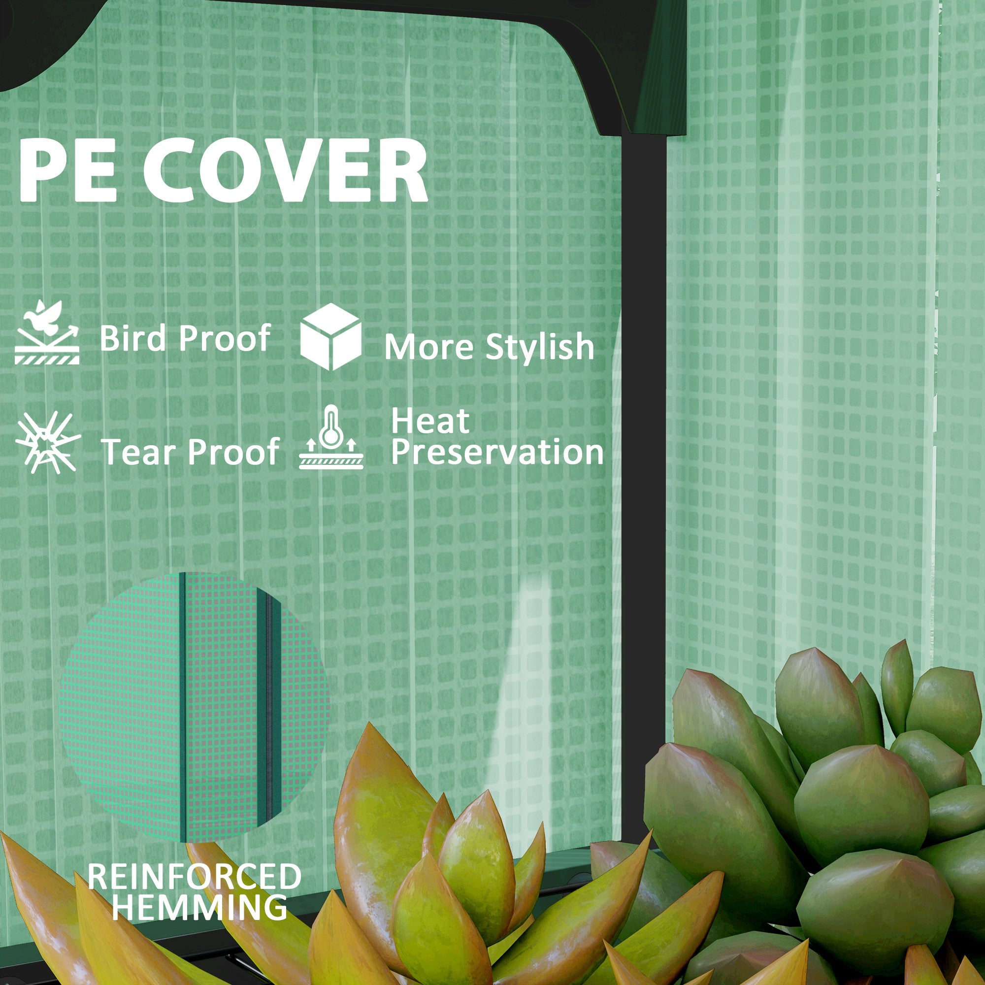 Mini Greenhouse with Screen Roof, 4 Tier Portable Small Greenhouse with High Strength PE Cover, Green - Green - Image 5