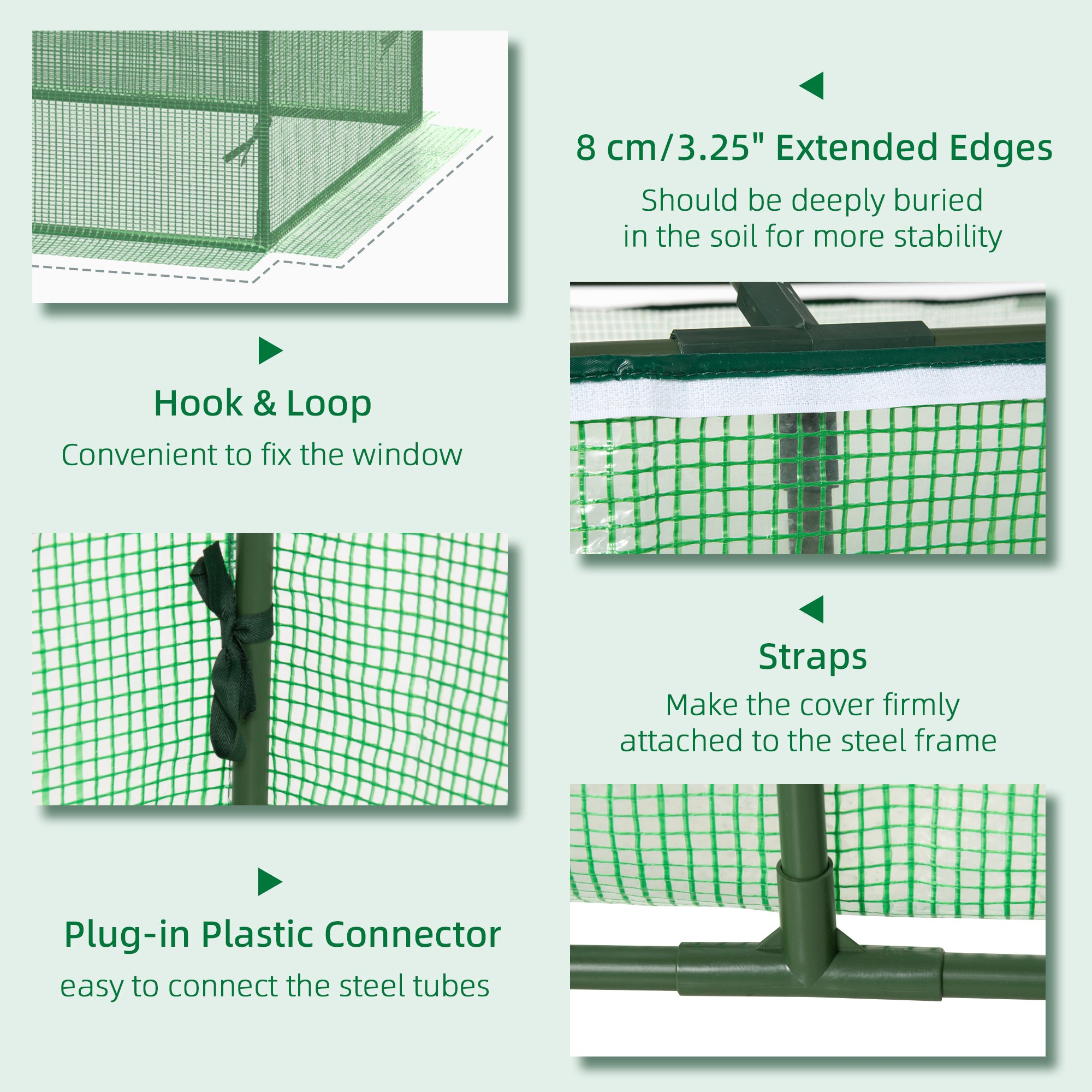71" x 36" x 28" Mini Greenhouse Portable Hot House for Plants with Large Zipper Windows for Outdoor, Indoor, Garden, Green - Green - Image 6