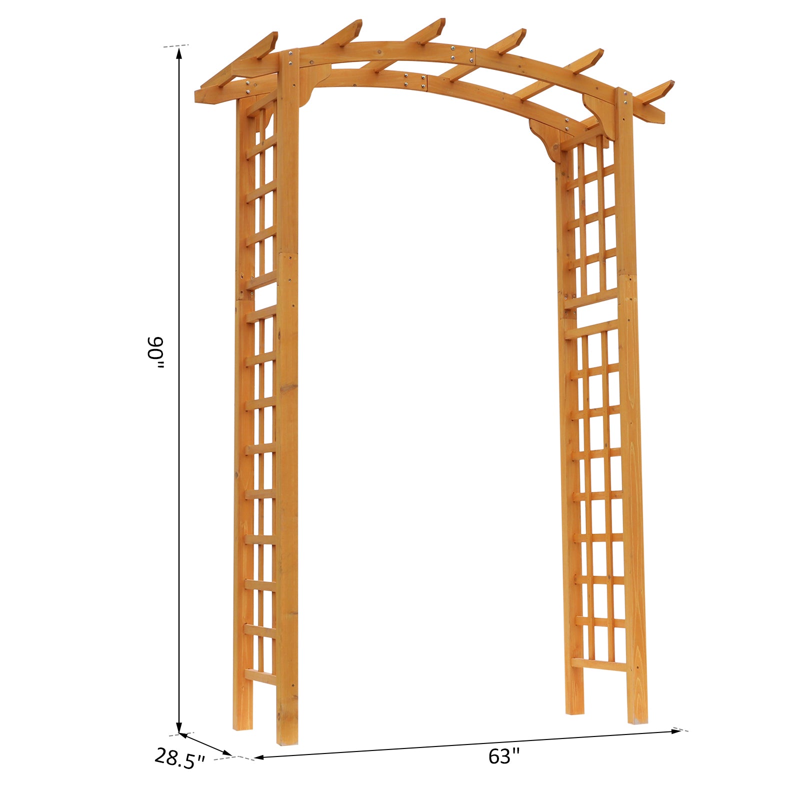 7.5' Fir Wood Round Outdoor Garden Pergola Style Arbor Arch Trellis - Wood - Image 3