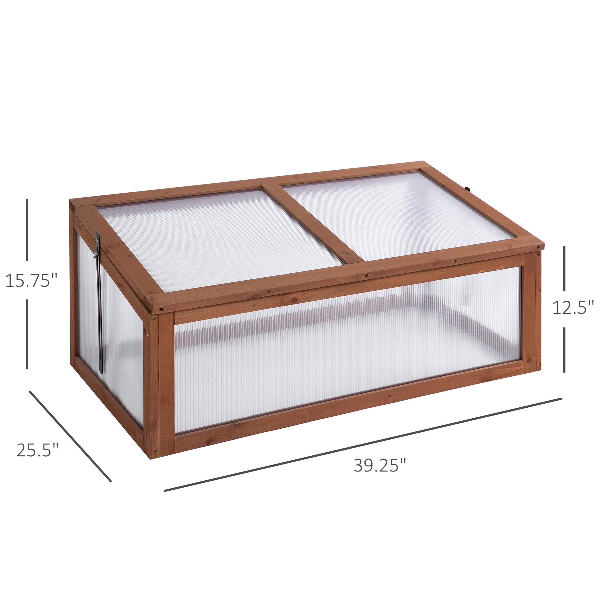 Wooden Cold Frame Greenhouse, Mini Greenhouse with Polycarbonate Board and Solid Wood Frame, Green House Cold Frame, Indoor Outdoor Terrarium Planter Box, 39" x 26" x 16", Natural - Brown - Image 3