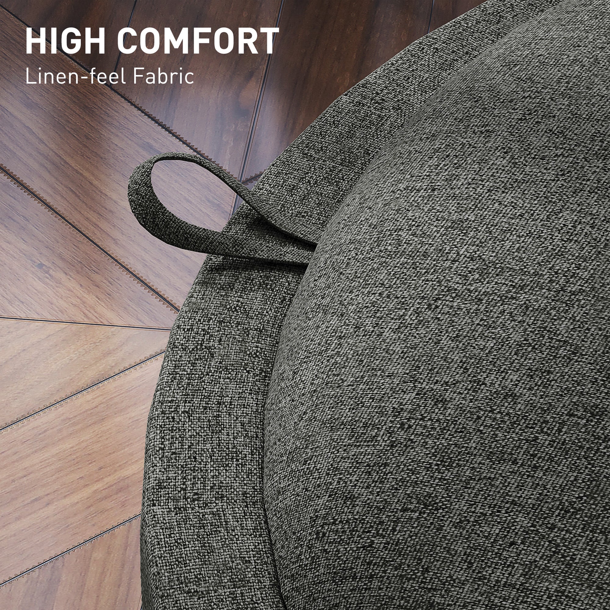 Round Storage Ottoman Coffee Table with Flip Top Tray, Linen Fabric Upholstered Footstool with Hidden Compartment
