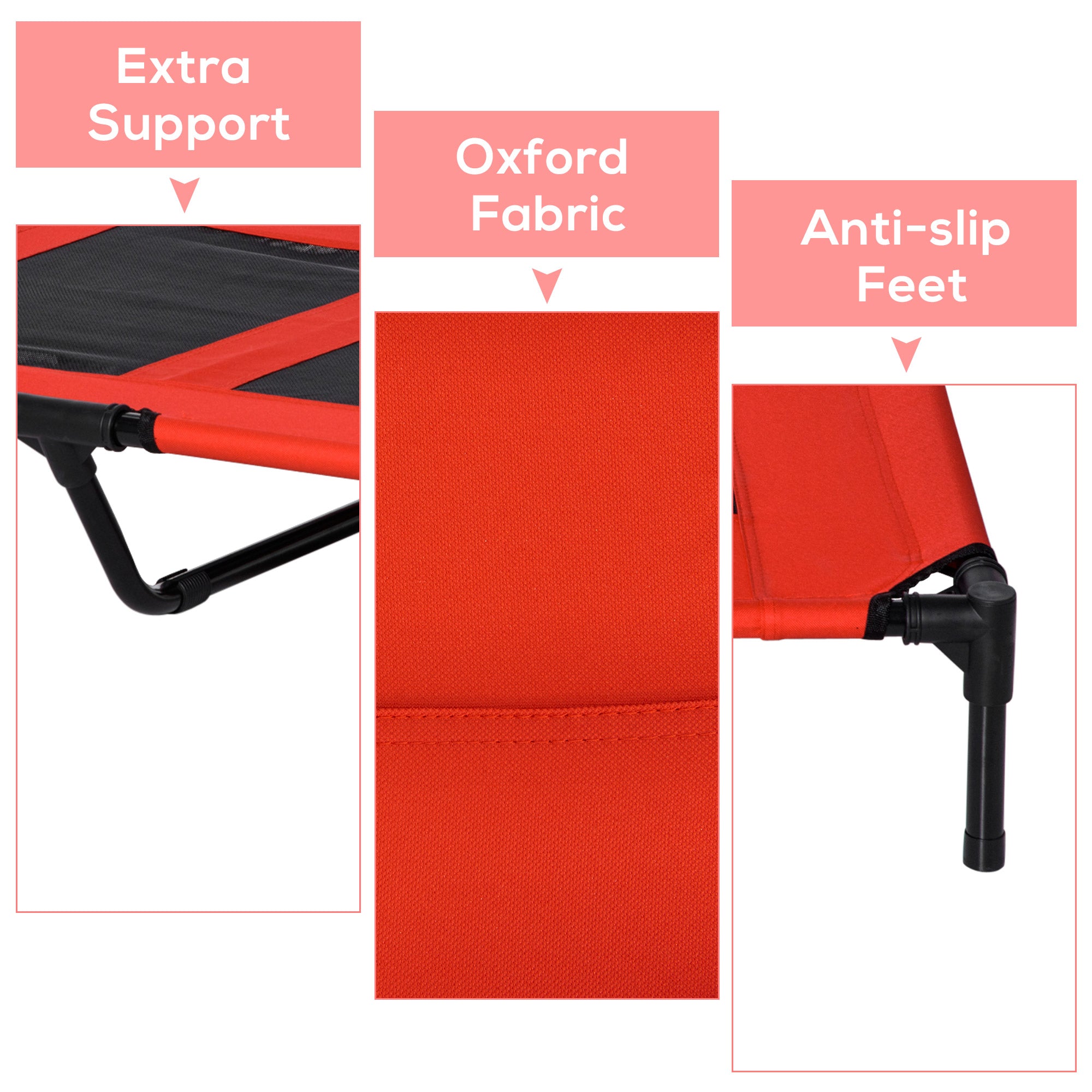 36" x 30" Elevated Cooling Summer Dog Cot Pet Bed With Mesh Ventilation - Red - Red - Image 6