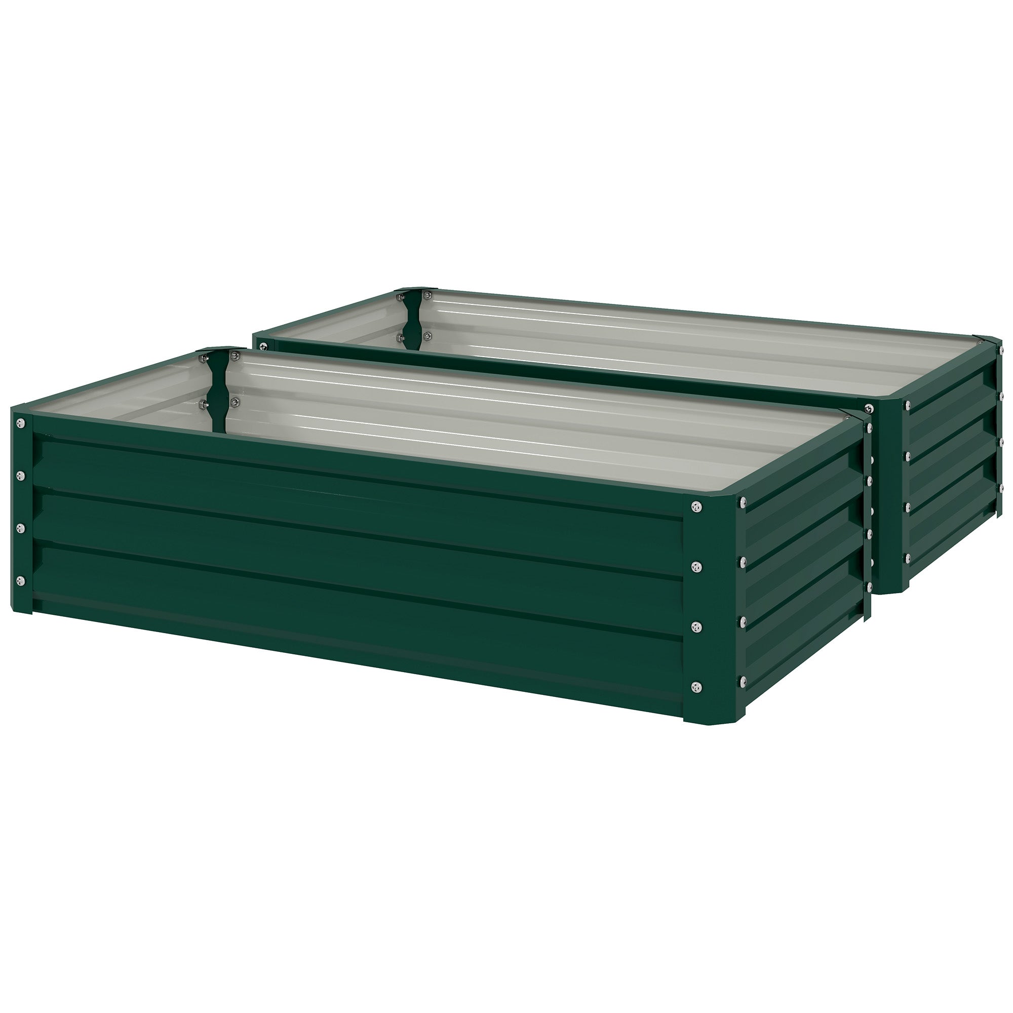 Galvanized Raised Garden Bed, 4' x 2' x 1' Metal Planter Box, for Growing Vegetables, Flowers, Herbs, Succulents, Green - Green