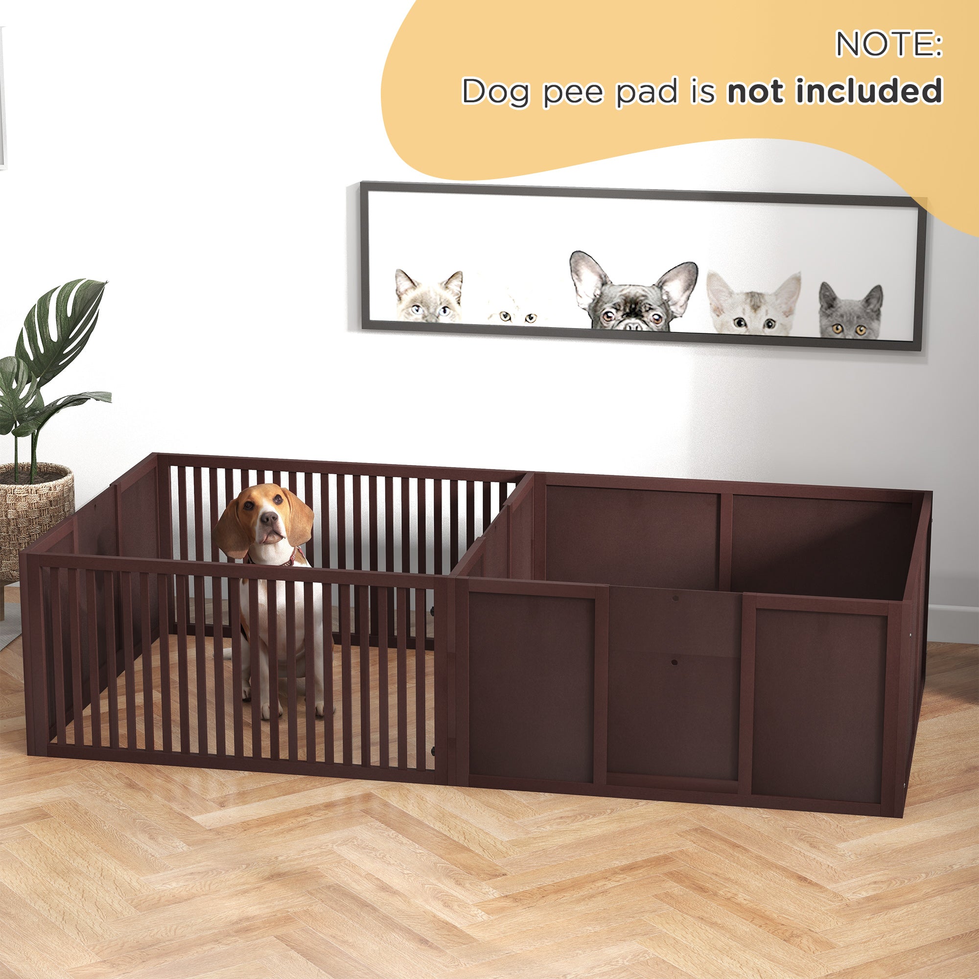 Whelping Box for Dogs Built for Mother's Comfort, Dog Whelping Pen with Removable Doors, Puppy Playpen for Indoors, Newborn Puppy Supplies & Essentials, 81" x 39" x 20", Coffee - Coffee - Image 2