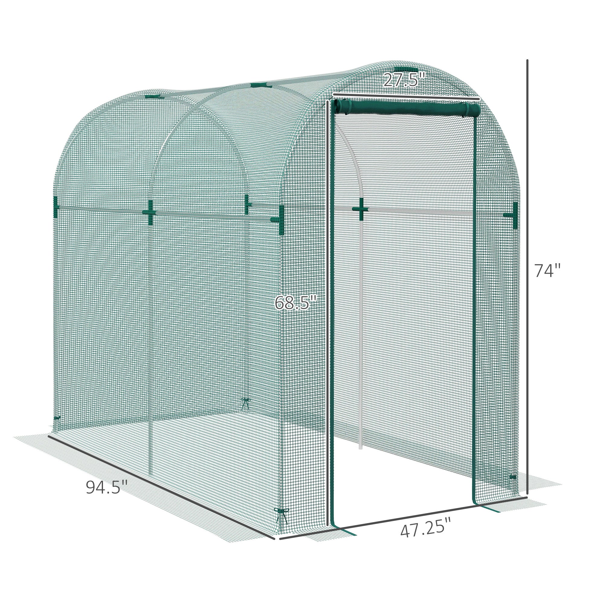 Galvanized Steel Crop Cage, Plant Protection Tent with Zippered Door, 4' x 8', Green - Green - Image 3