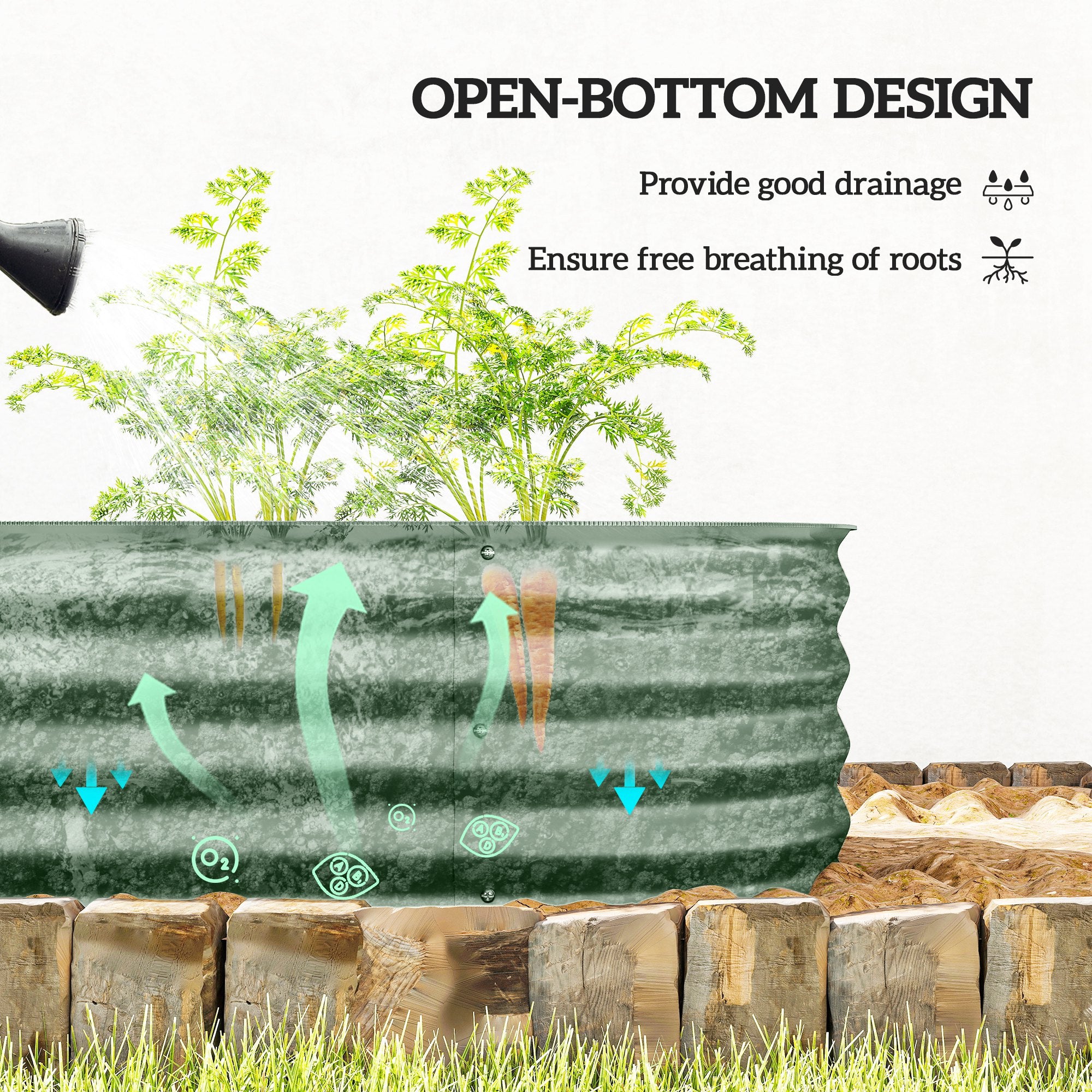 7.9' x 2' x 1' Galvanized Raised Garden Bed Kit, Metal Planter Box with Safety Edging, Green - Green - Image 5