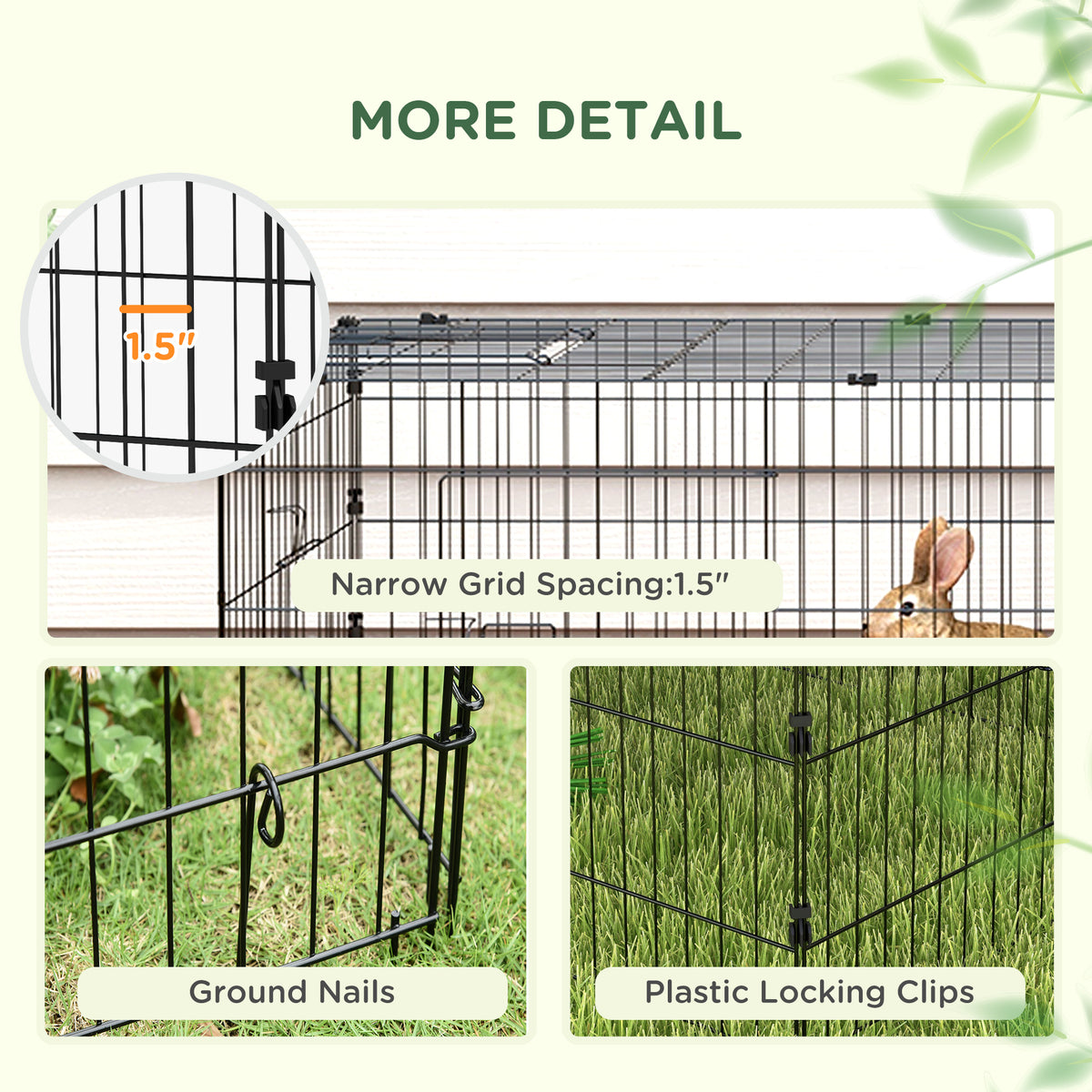 73" Small Animal Playpen with with Roof for Rabbits, Chicken, Chinchillas for Indoor/Outdoor Use, Green - Green - Image 7
