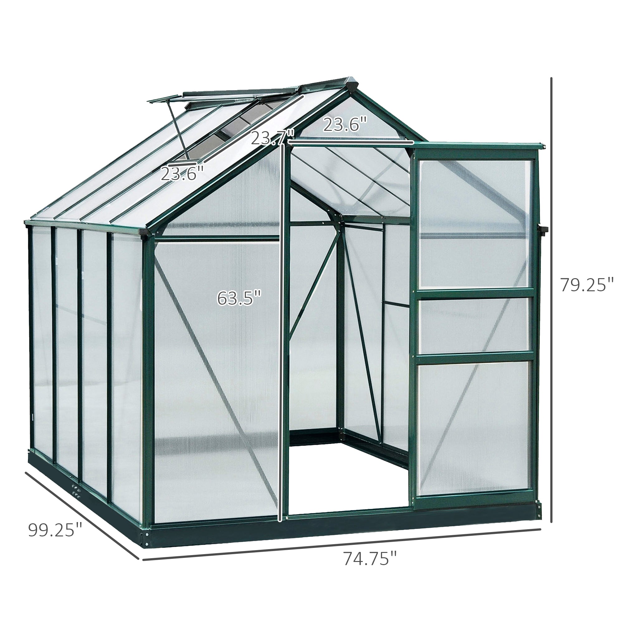 6x8 Greenhouse Polycarbonate Heavy Duty Patio Backyard, Dark Green - Dark Green - Image 3