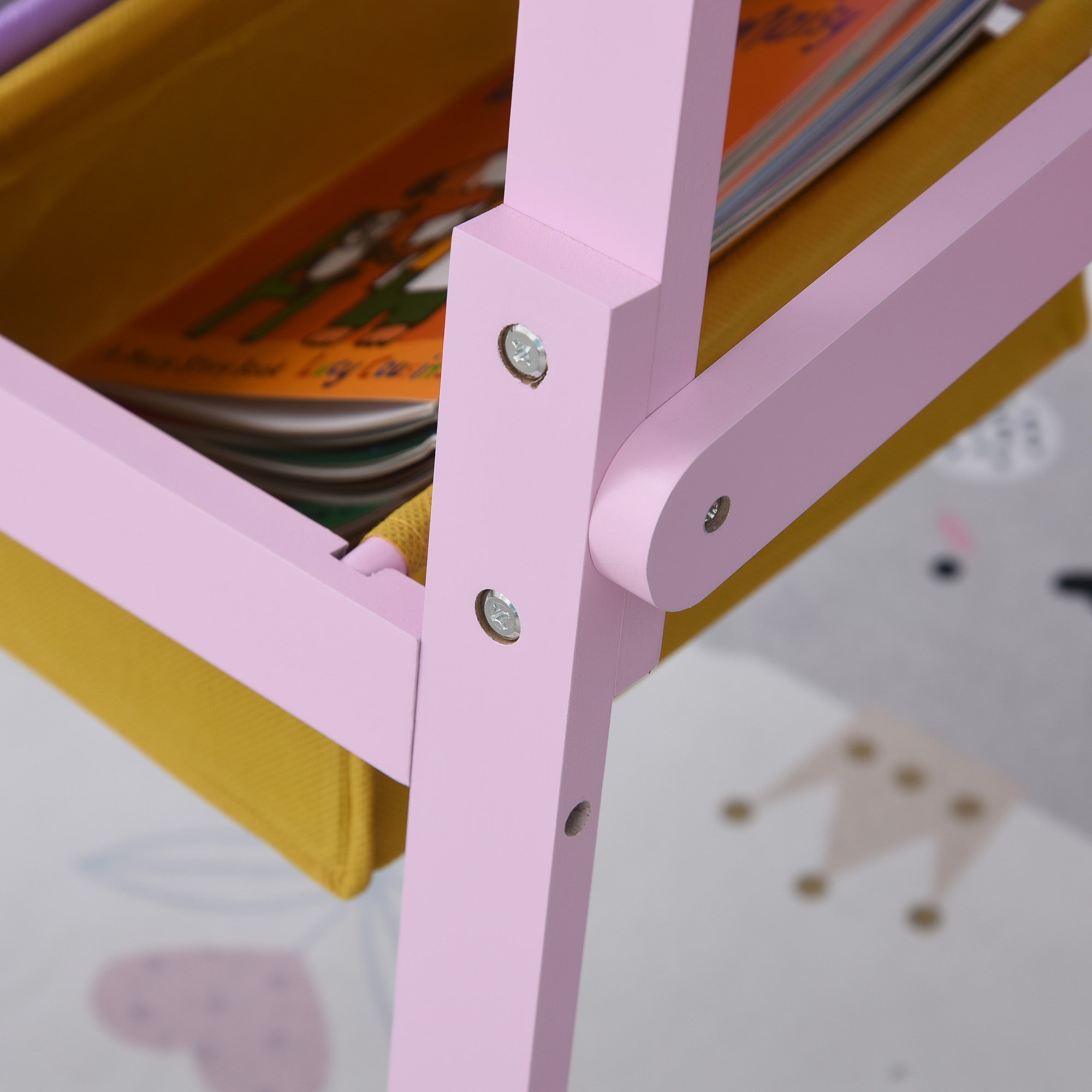 3 In 1 Kids Wooden Art Easel with Paper Roll, Double-Sided, Chalkboard & Whiteboard, Storage Baskets, Pink