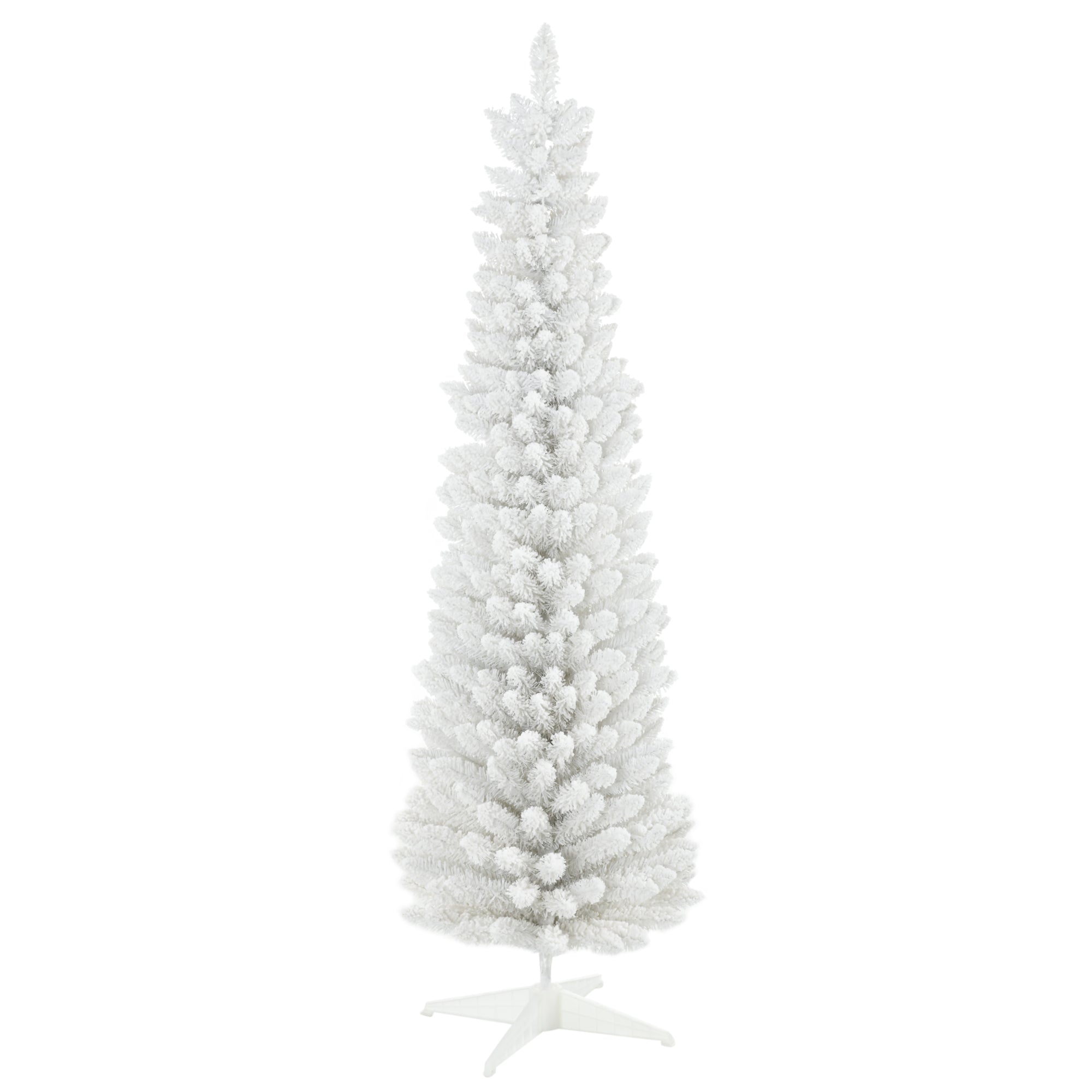 6' Decorated Christmas Tree Snow Flocked Artificial Christmas Tree with Pencil Shape, Realistic Branches, White