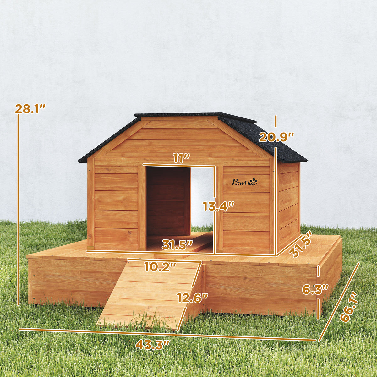 Floating Duck Coop, Wooden Duck House with Ramp and Waterproof Asphalt Roof, Small Animal House