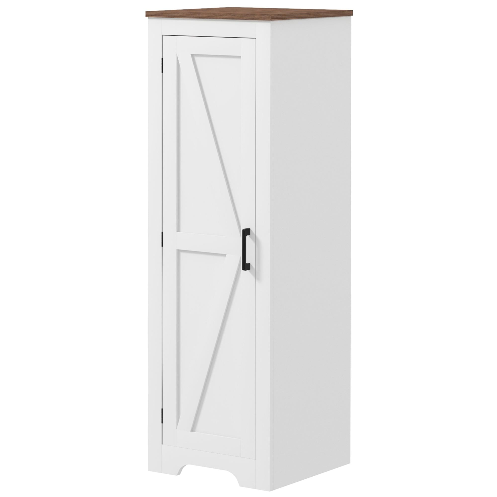 Farmhouse Accent Cabinet with Adjustable Shelf Barn Door Storage Cabinet for Living Room Floor Pantry Cabinet, White