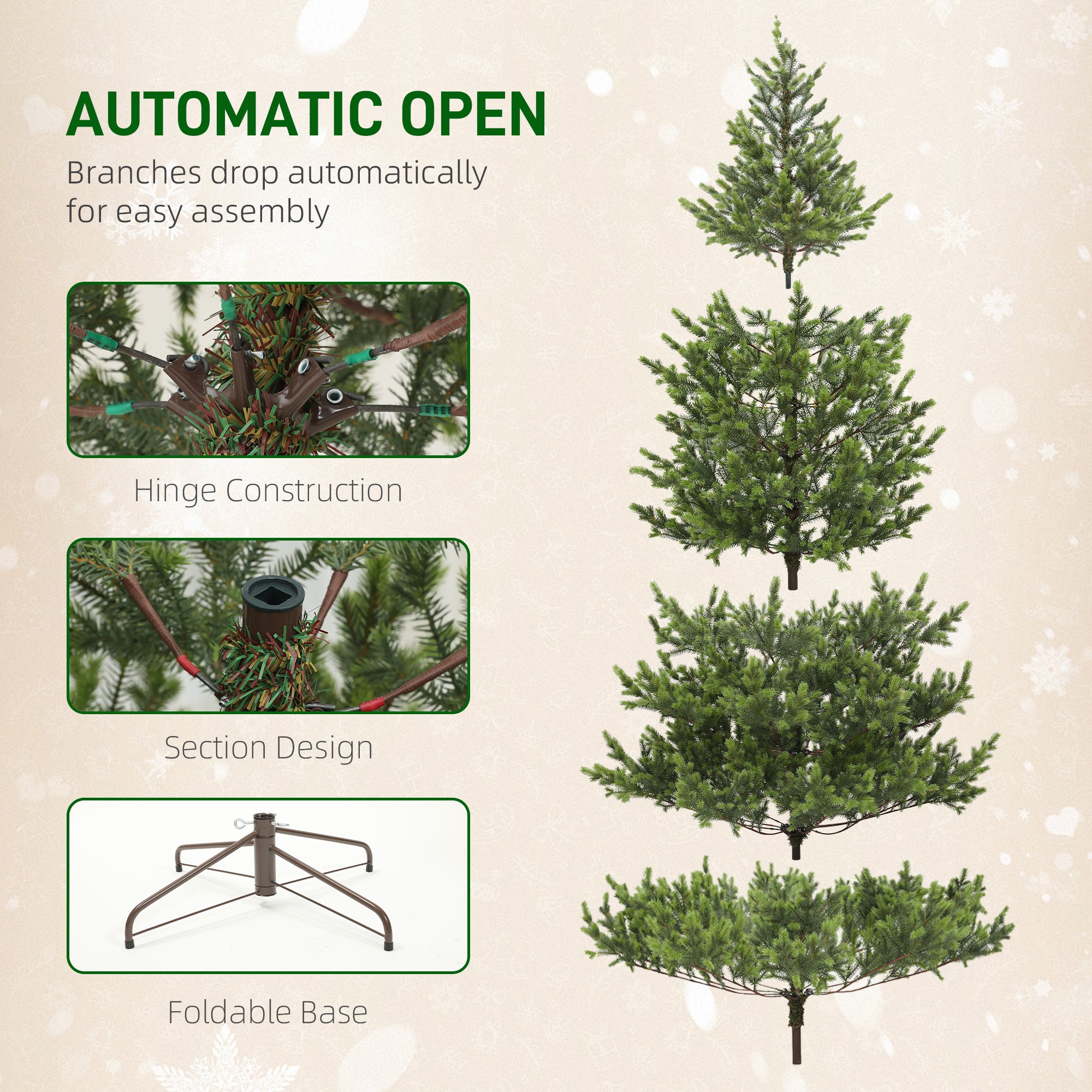 9ft Artificial Prelit Sparse Cedar Christmas Tree with LED Lights and 4306 Tips, Steel Base for Home Office Holiday