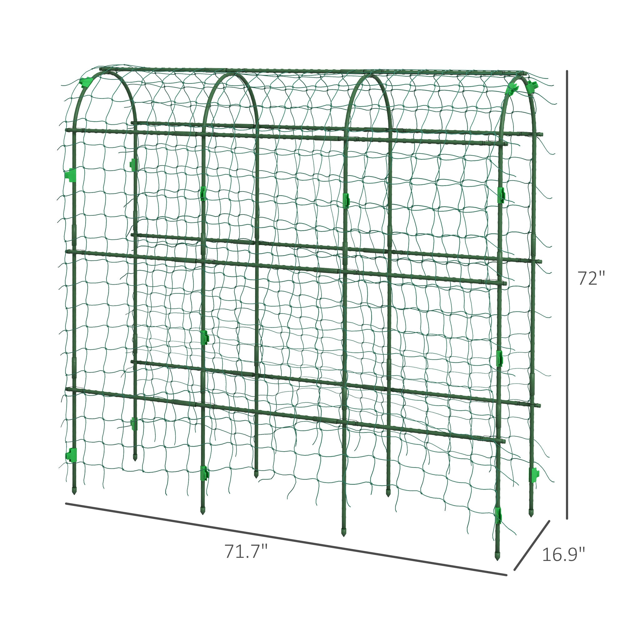 Metal Garden Trellis, Arch Trellis for Climbing Plants Outdoor, A-Frame, with Climbing Net, 17" x 72" x 72", Green - Green - Image 3