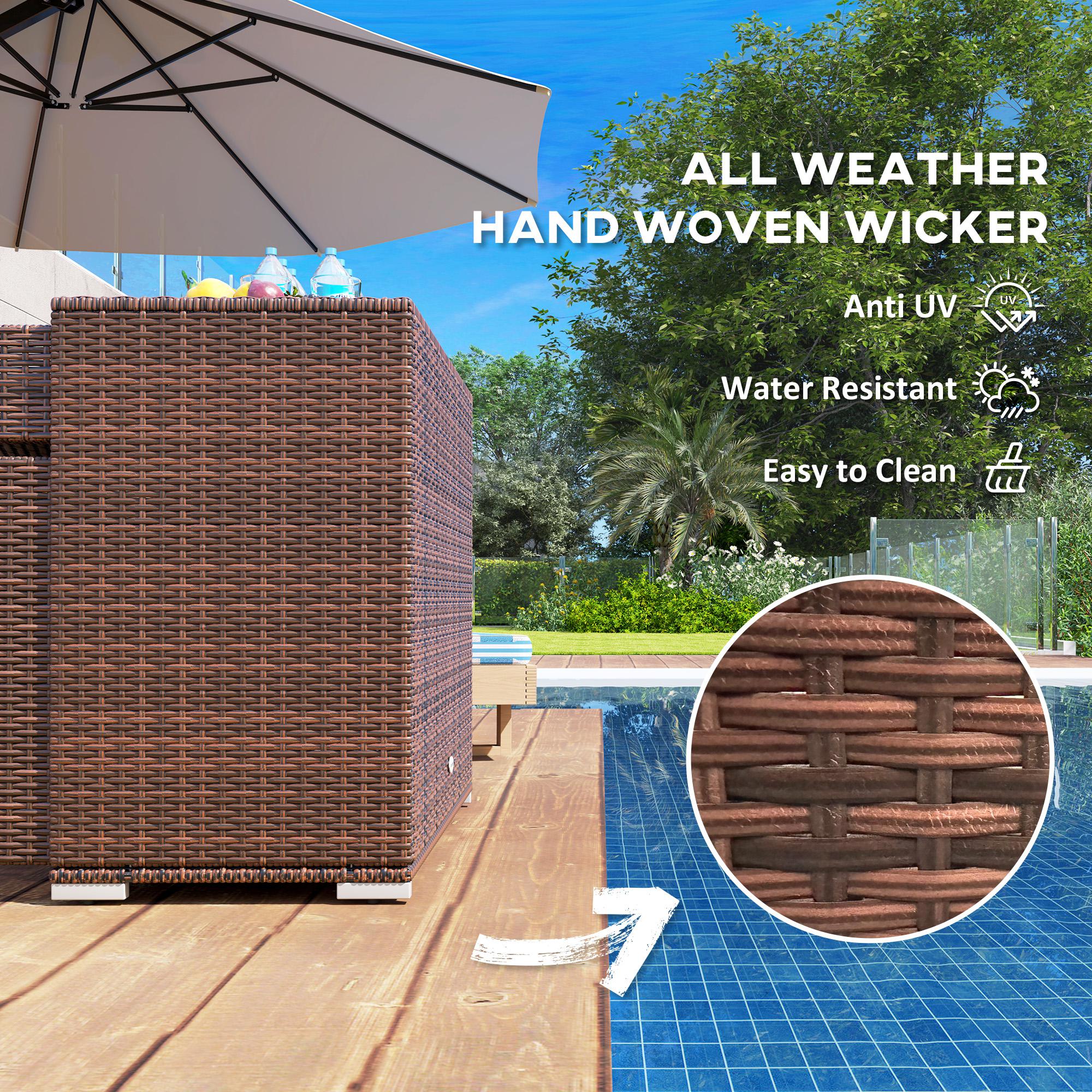 Outdoor Storage Cabinet, Waterproof PE Rattan Cabinet with Drawer for Indoor, Outdoor Swimming Pool, Mixed Brown - Brown - Image 5
