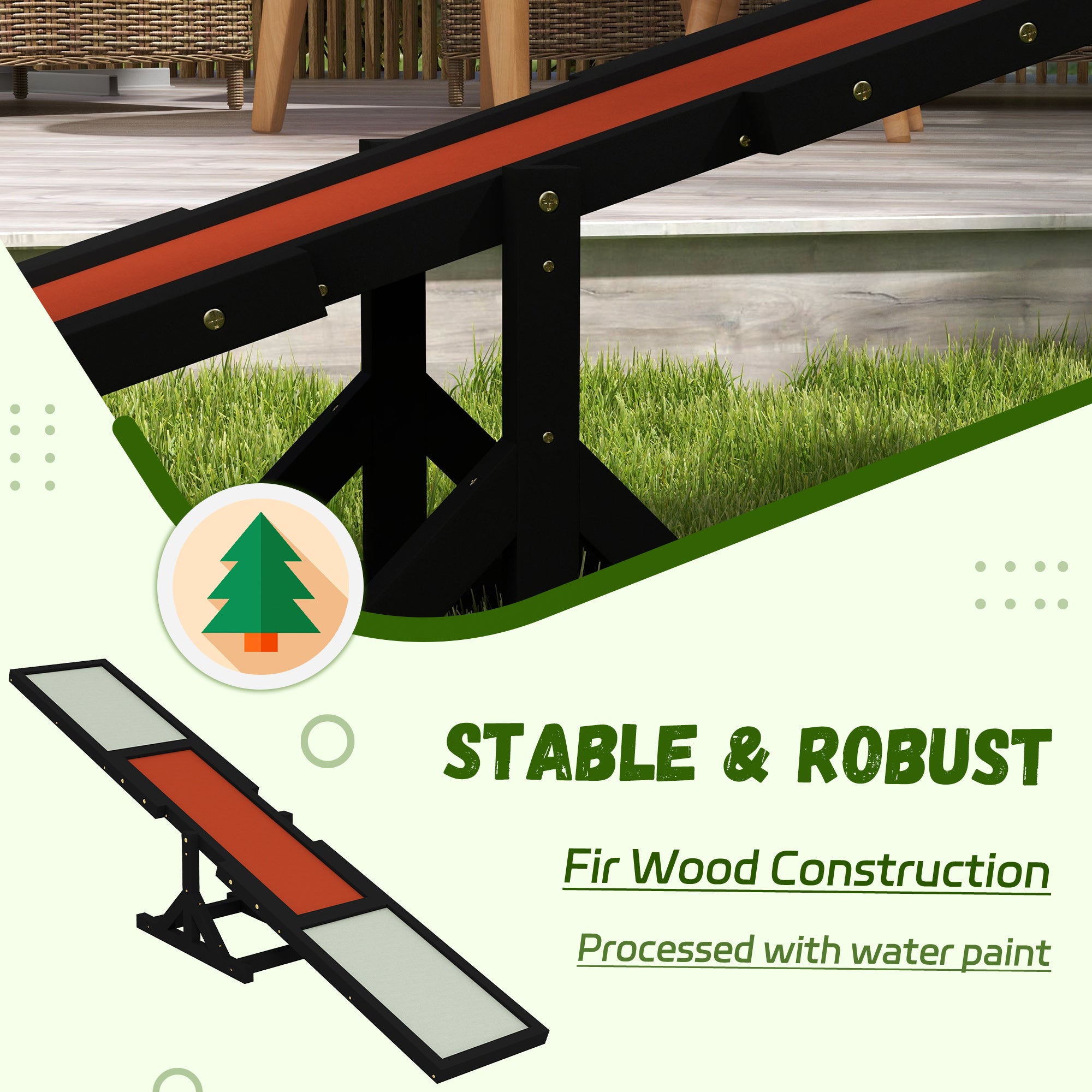 Wooden Dog Agility Seesaw for Training and Exercise, Black - Black - Image 4