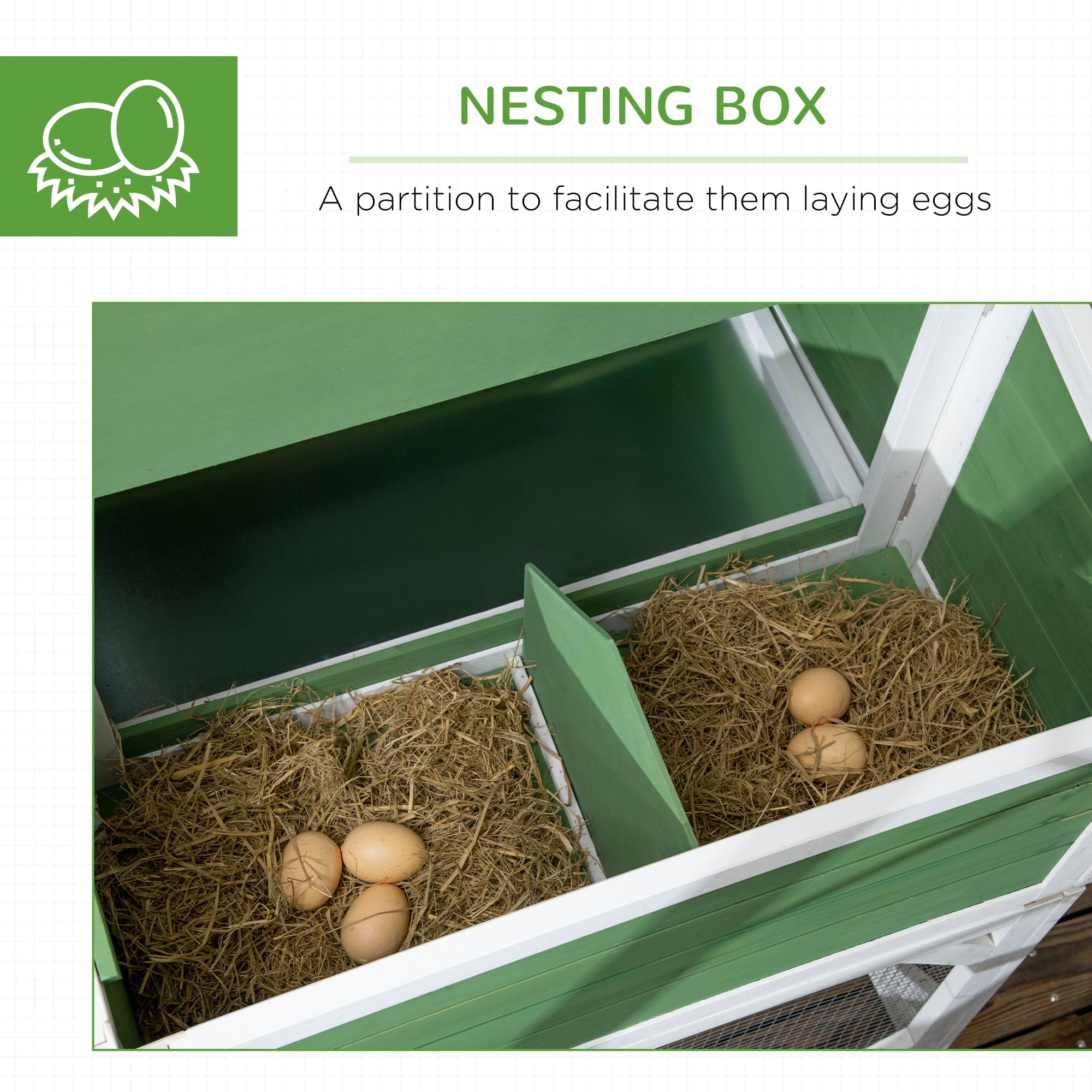 49" Small Chicken Coop Hen House with Garden Space, Chicken House Outdoor Run Cage with Weather Protection, 2-4 Birds, Green - Green - Image 6