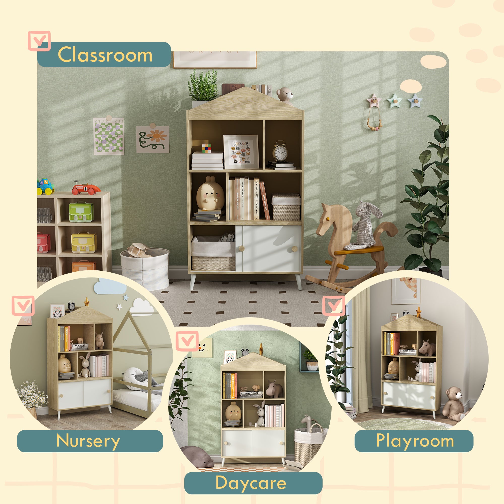 4-Cubby Children's Toy Shelf, Kids Bookshelf and Toy Storage for Playroom, Children's Room, Living Room,
