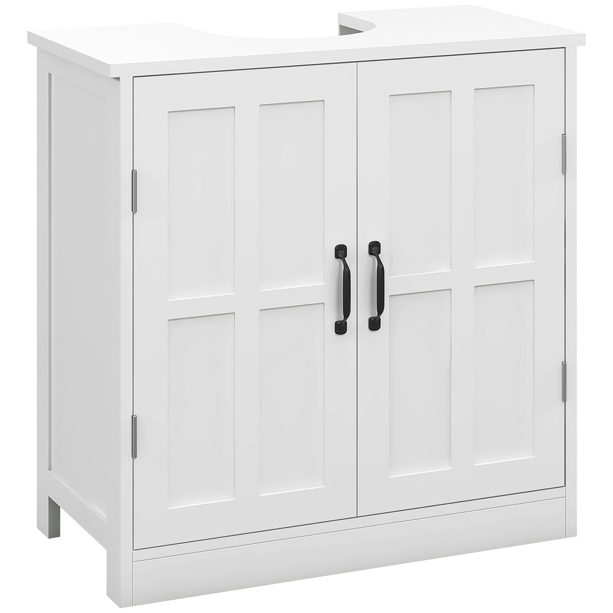 Pedestal Sink Storage Cabinet, Under Sink Cabinet with 2 Doors and Adjustable Shelf, Bathroom Vanity with U-Shape Cut-Out, White
